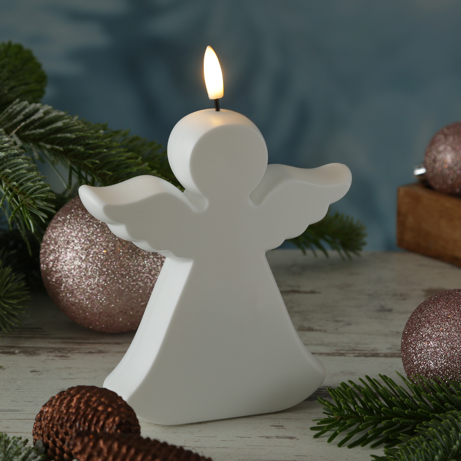 LED Gartenfigur Grabdeko Engel-Kerze - 1 warmweiße LED - H: 18cm - Timer - Batteriebetrieb - weiß LED Gartenfigur Grabdeko Engel-Kerze - 1 warmweiße LED - H: 18cm - Timer - Batteriebetrieb - weiß