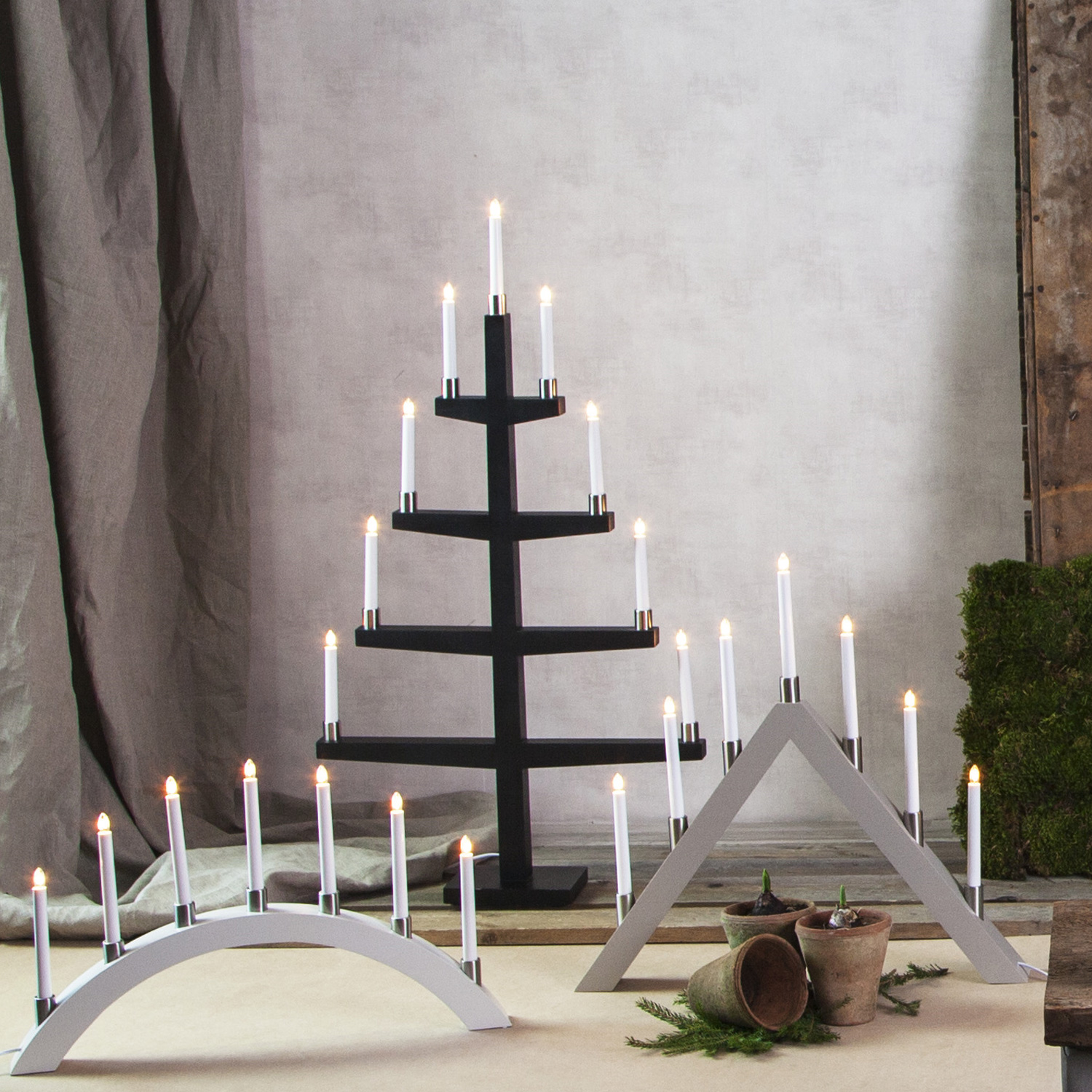 Lichterbogen TALL  - 7 warmweiße Glühlampen - L: 67cm, H: 40cm - Holz - Schalter - Weiß Lichterbogen TALL  - 7 warmweiße Glühlampen - L: 67cm, H: 40cm - Holz - Schalter - Weiß