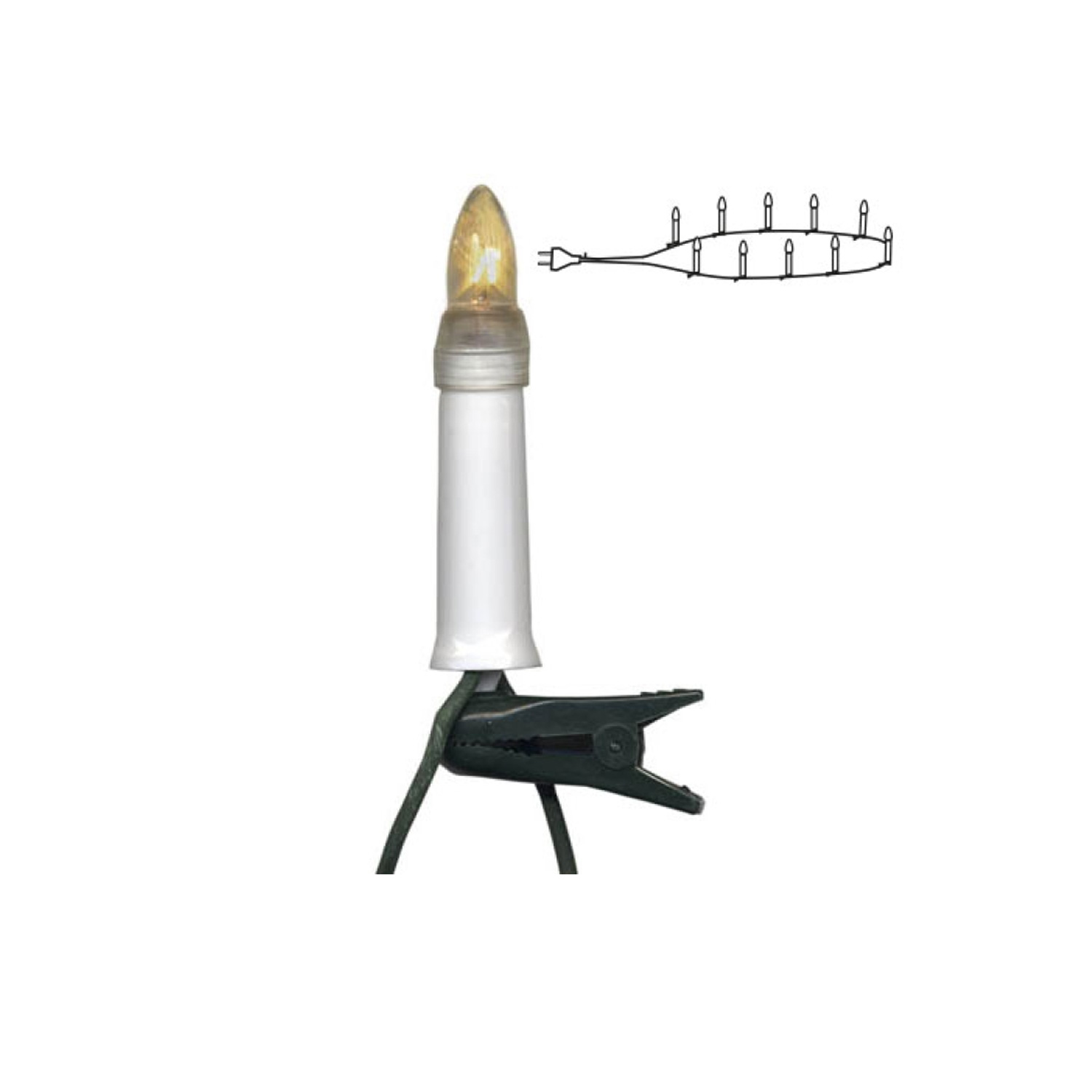 Kerzenkette - 25 warmweiße Kerzen - Outdoor - Ring - E10 Fassung - H: 11cm, L: 12,0m - weiß Kerzenkette - 25 warmweiße Kerzen - Outdoor - Ring - E10 Fassung - H: 11cm, L: 12,0m - weiß