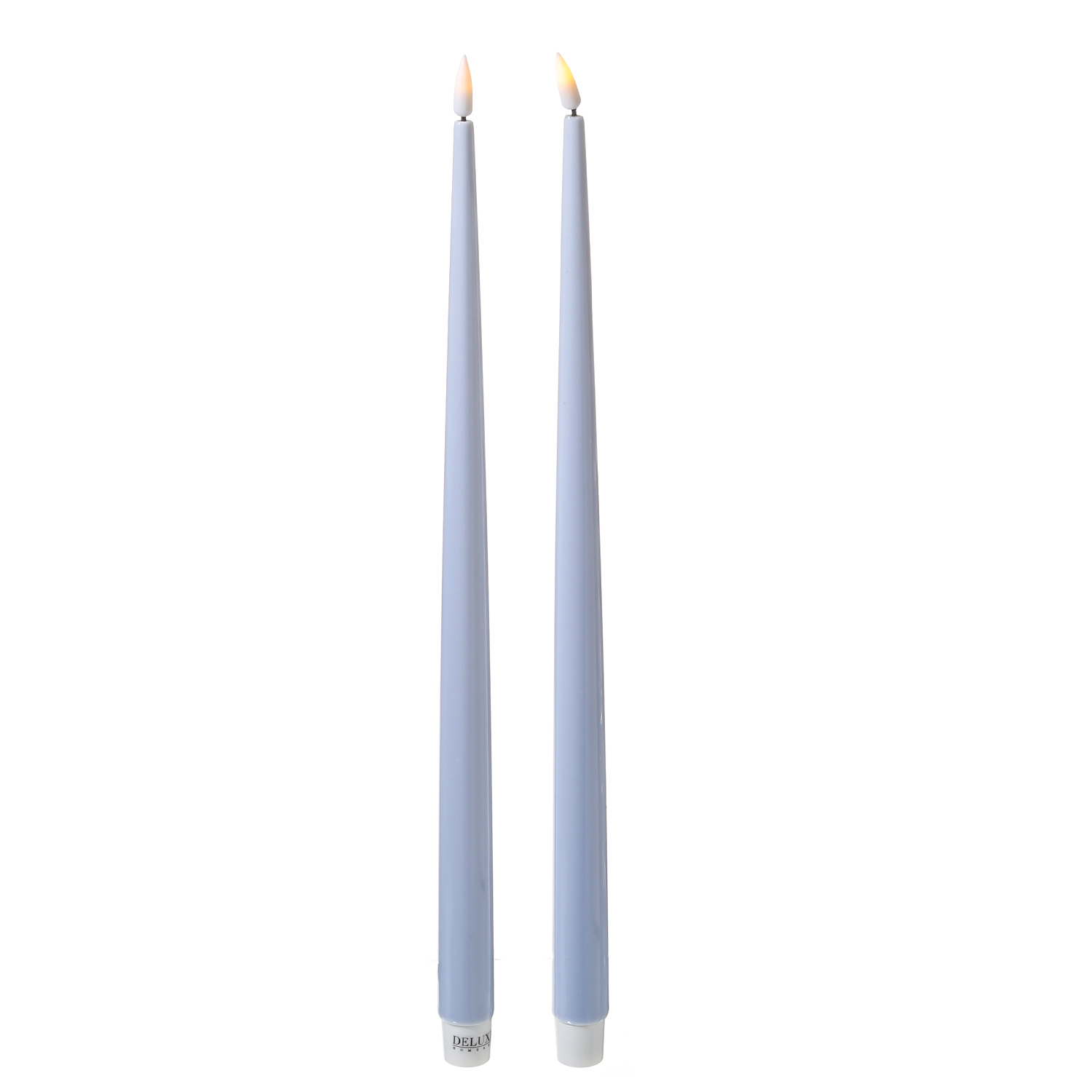 LED Stabkerzen ELLA - Echtwachs - realistische 3D Flamme - H: 38cm - hellblau - 2 Stück