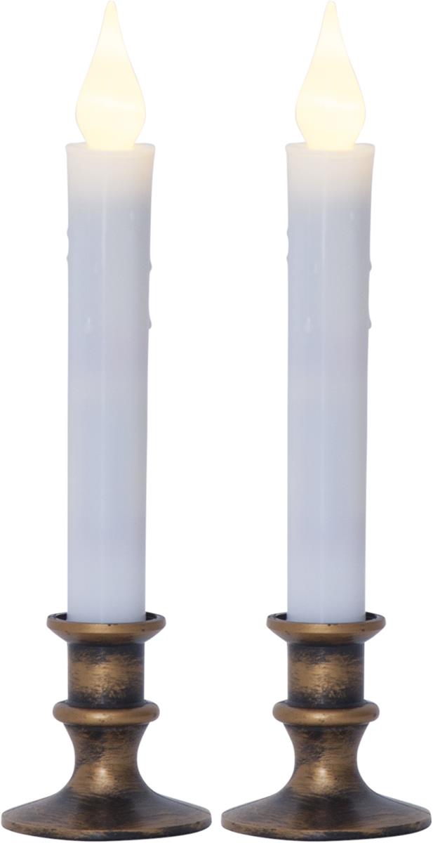 LED-Kerzen "Mette" - antik-bronzener Standfuß - warmweiße LED - H: 23cm - Batterie - Timer - 2er Set LED-Kerzen "Mette" - antik-bronzener Standfuß - warmweiße LED - H: 23cm - Batterie - Timer - 2er Set