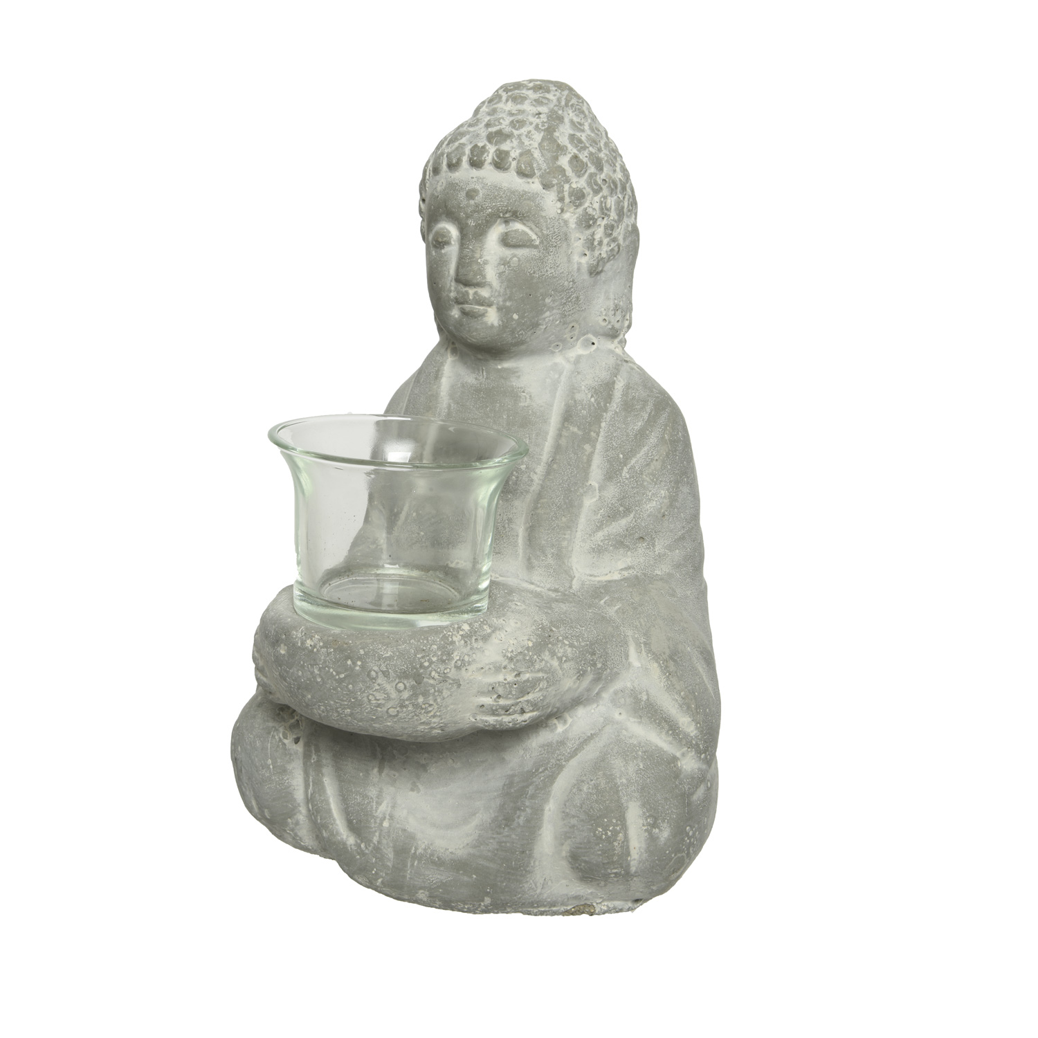 Teelichthalter Buddha - Steinoptik - H: 20cm - grau Teelichthalter Buddha - Steinoptik - H: 20cm - grau