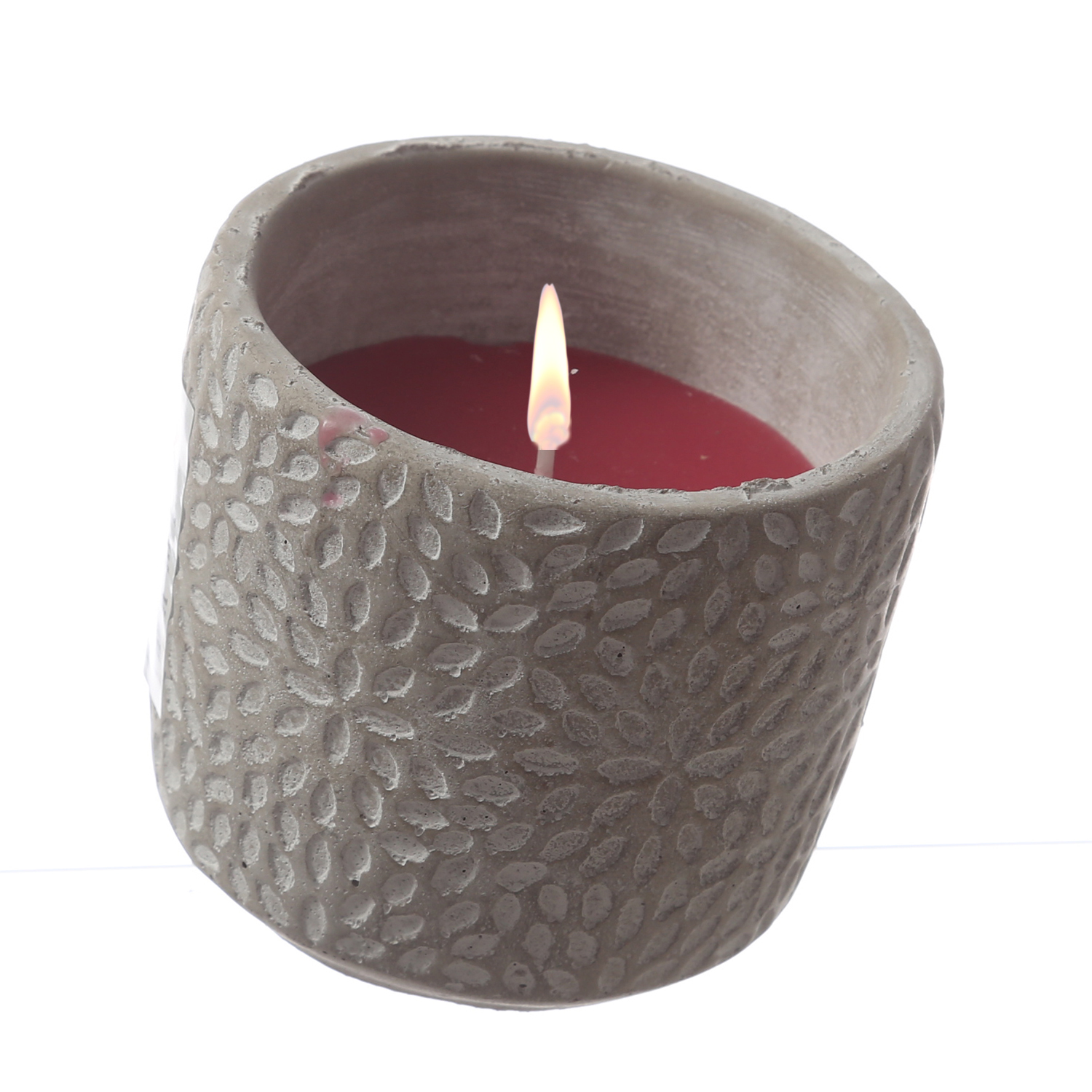 Duftkerze CITRONELLA - Echtwachs in Beton - H: 9,5cm - gegen Stechmücken - rot