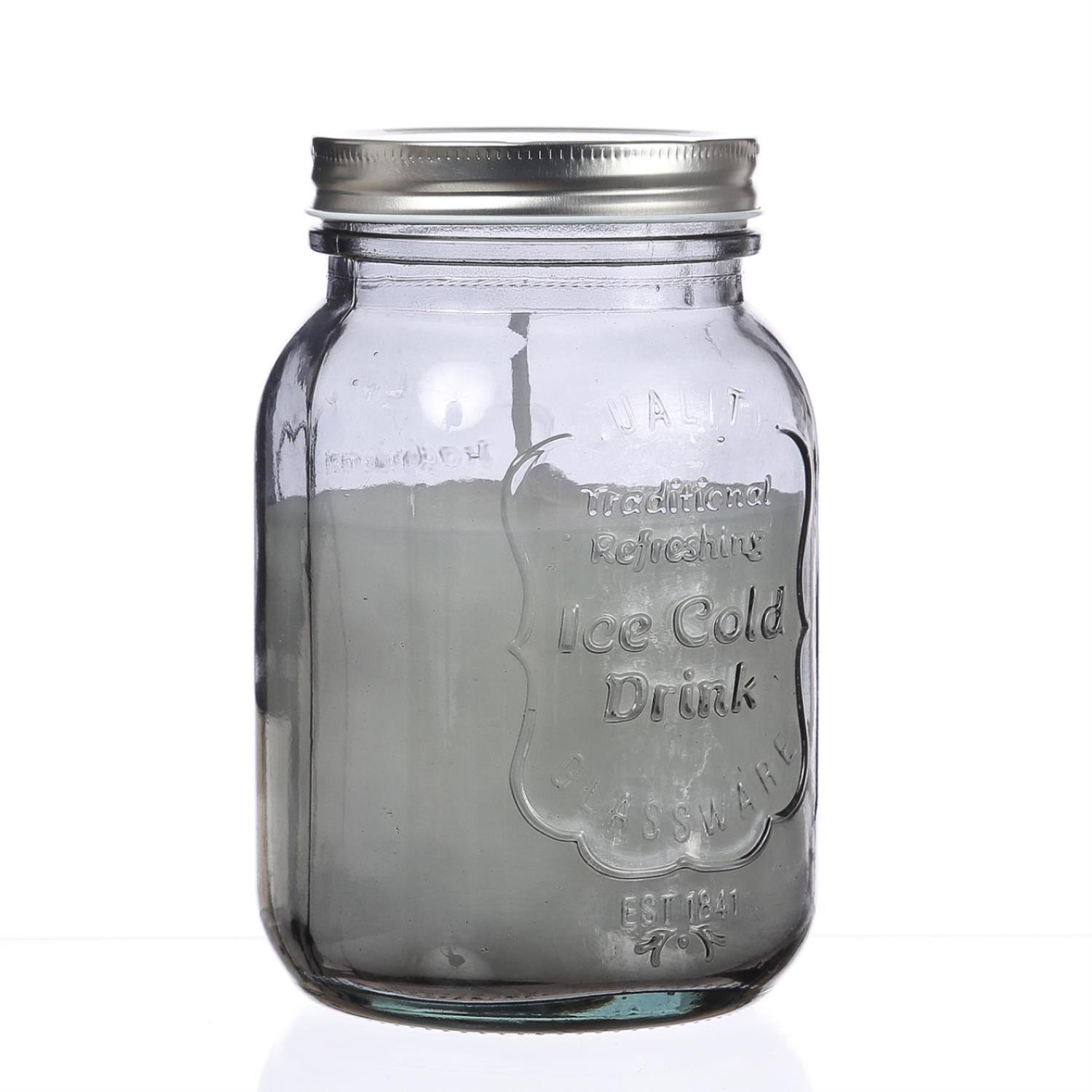 Duftkerze CITRONELLA - Echtwachs im Glas mit Deckel - H- 16-5cm - gegen Stechmuecken - rauchgrau