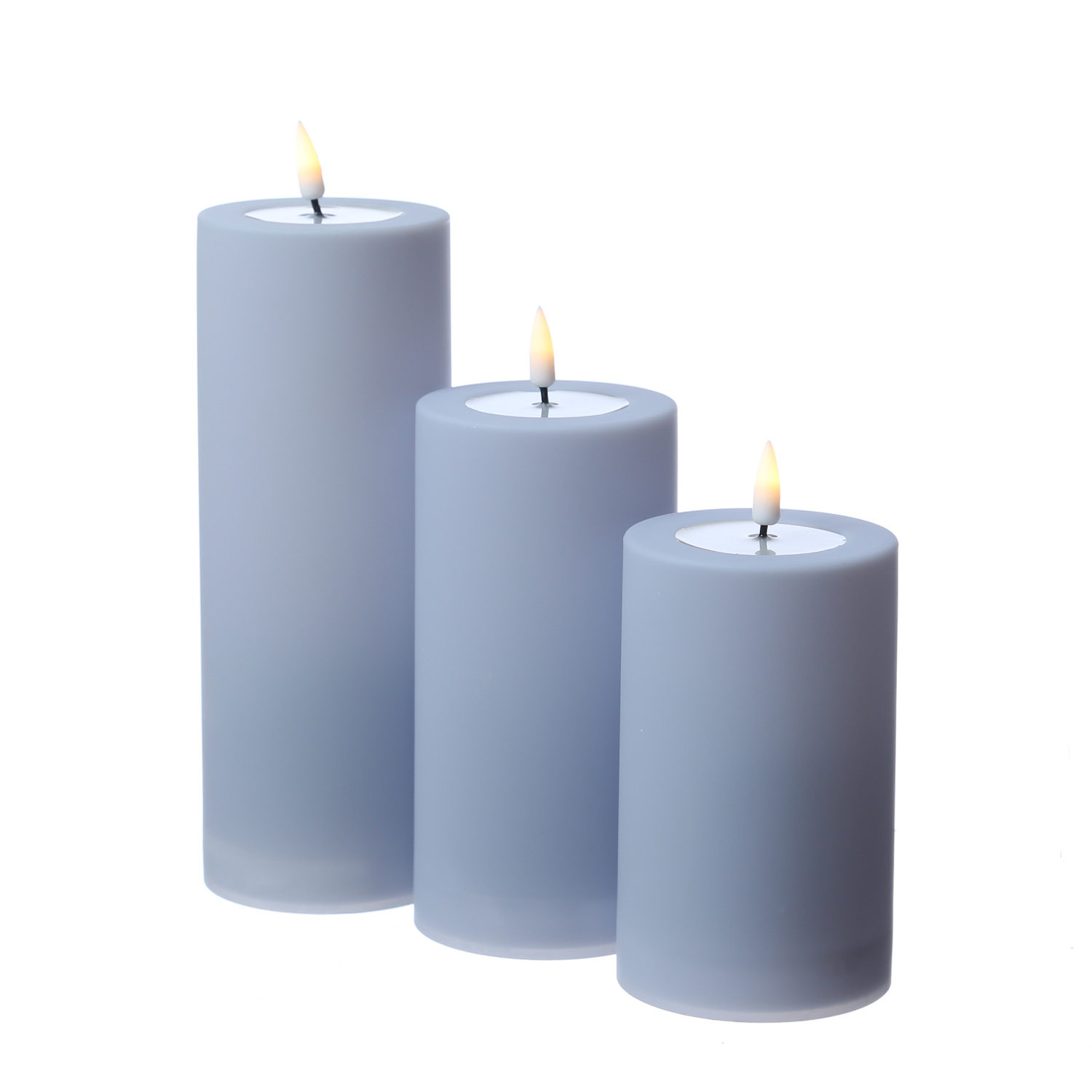 LED Stumpenkerze MIA - Kunststoff - realistische 3D Flamme - H: 12,5cm - outdoor - pastellblau LED Stumpenkerze MIA - Kunststoff - realistische 3D Flamme - H: 12,5cm - outdoor - pastellblau