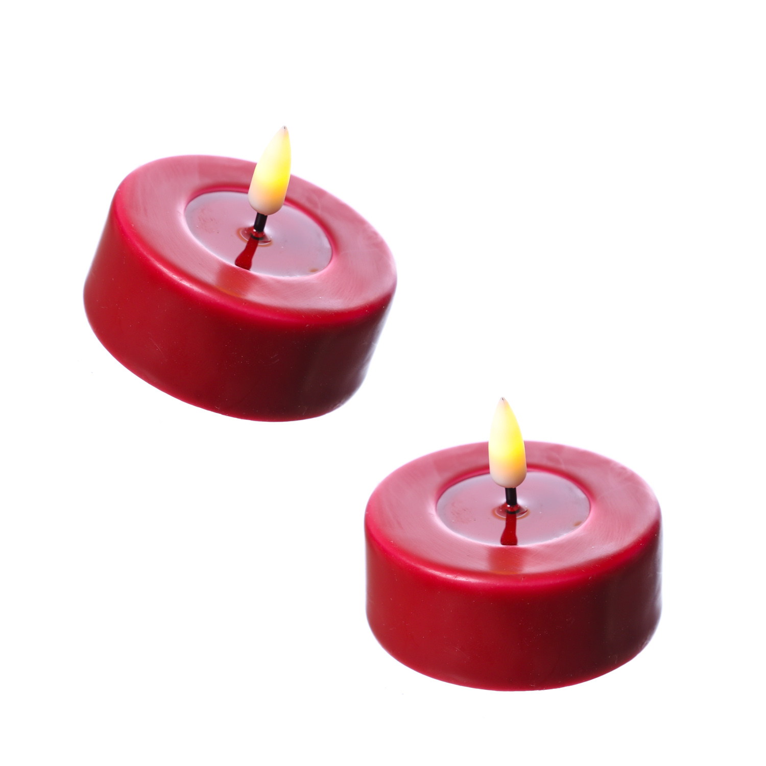 LED Teelichter MIA - realistische 3D Flamme - D: 6,1cm - Batteriebetrieb - rot - 2 Stück