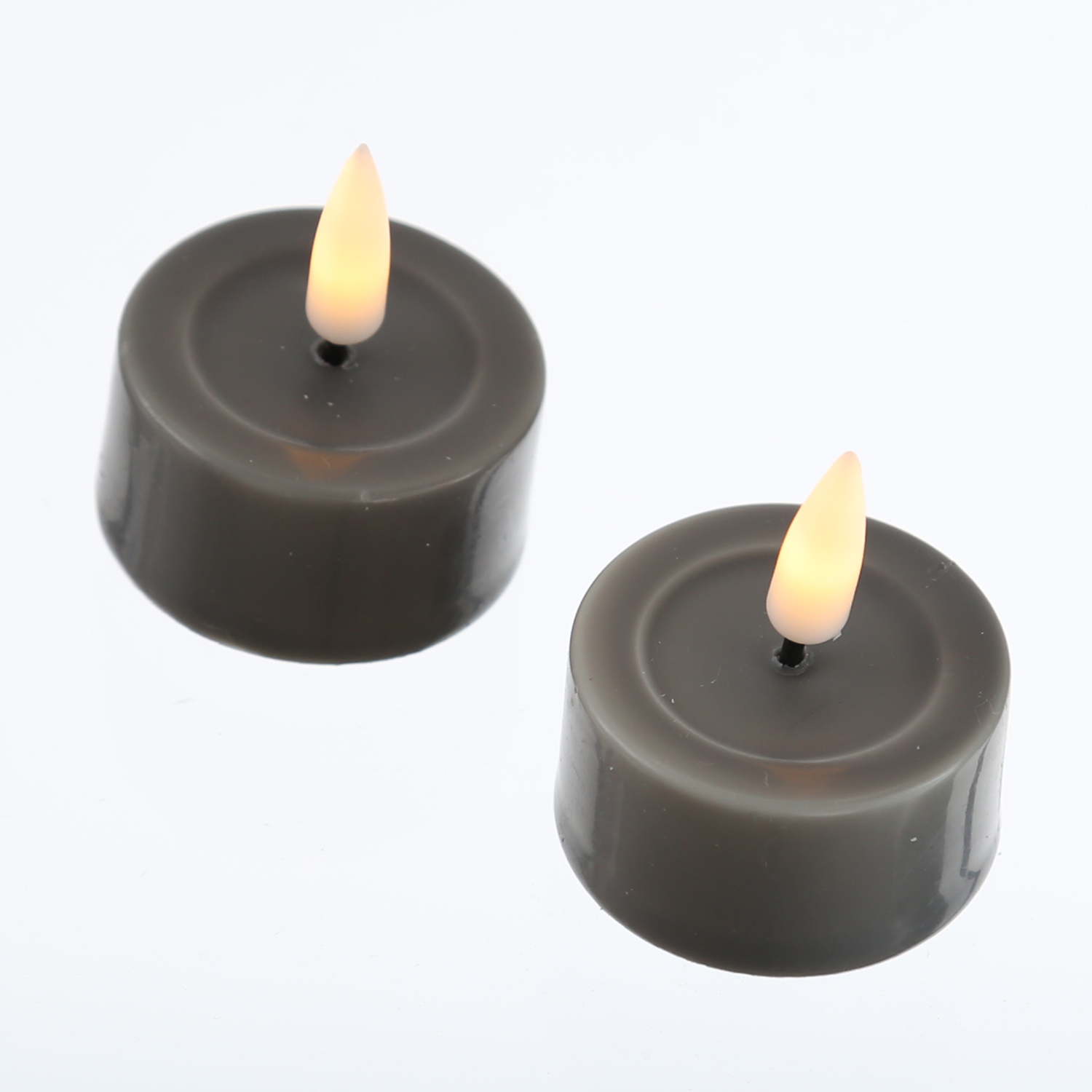 LED Teelichter MIA - flackernde 3D Flamme - Batteriebetrieb - D: 4,1cm - grau - 2 Stück LED Teelichter MIA - flackernde 3D Flamme - Batteriebetrieb - D: 4,1cm - grau - 2 Stück
