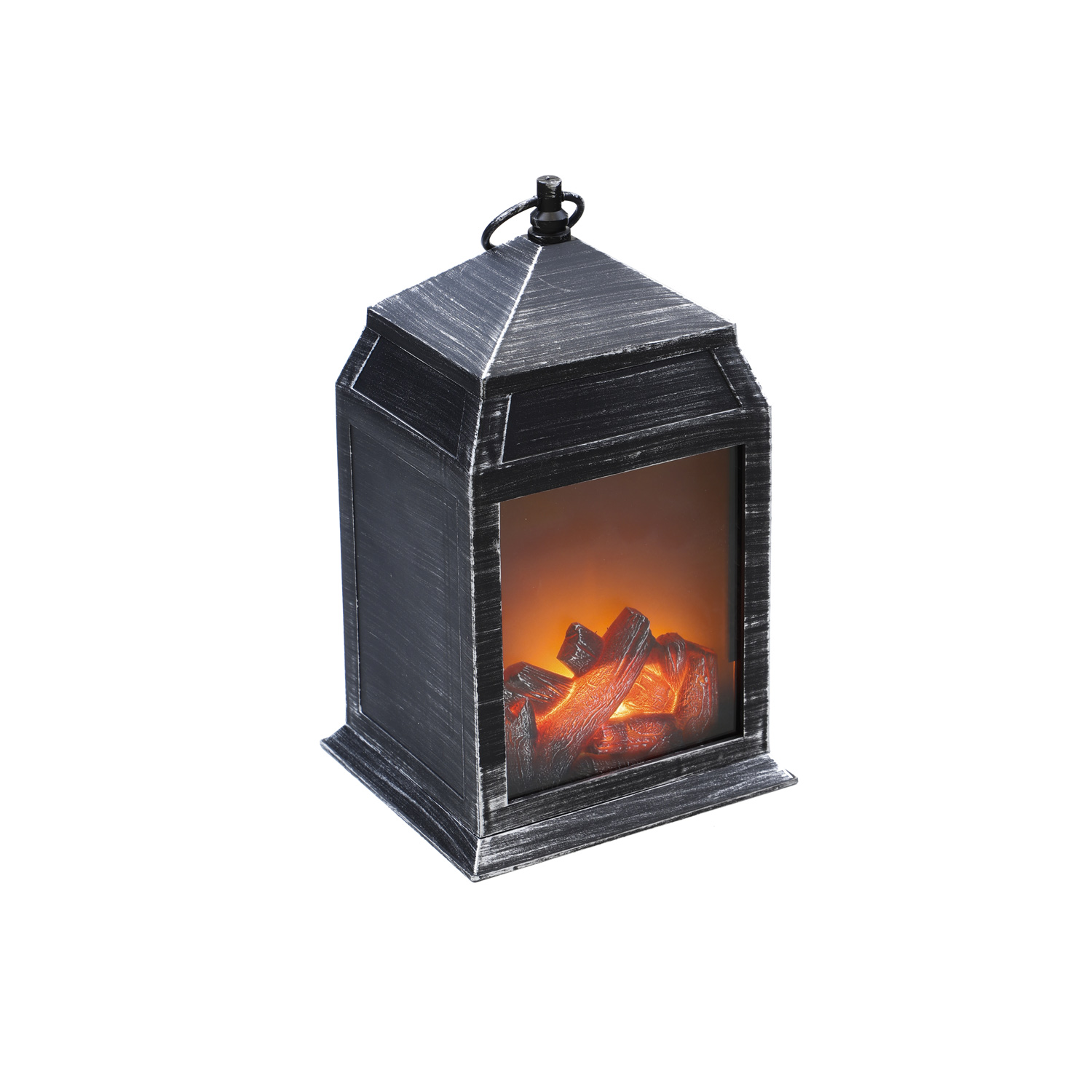LED Kamin - Laterne mit Feuereffekt - 6 warmweiße LED - H: 27cm - L: 16cm - Batteriebetrieb LED Kamin - Laterne mit Feuereffekt - 6 warmweiße LED - H: 27cm - L: 16cm - Batteriebetrieb