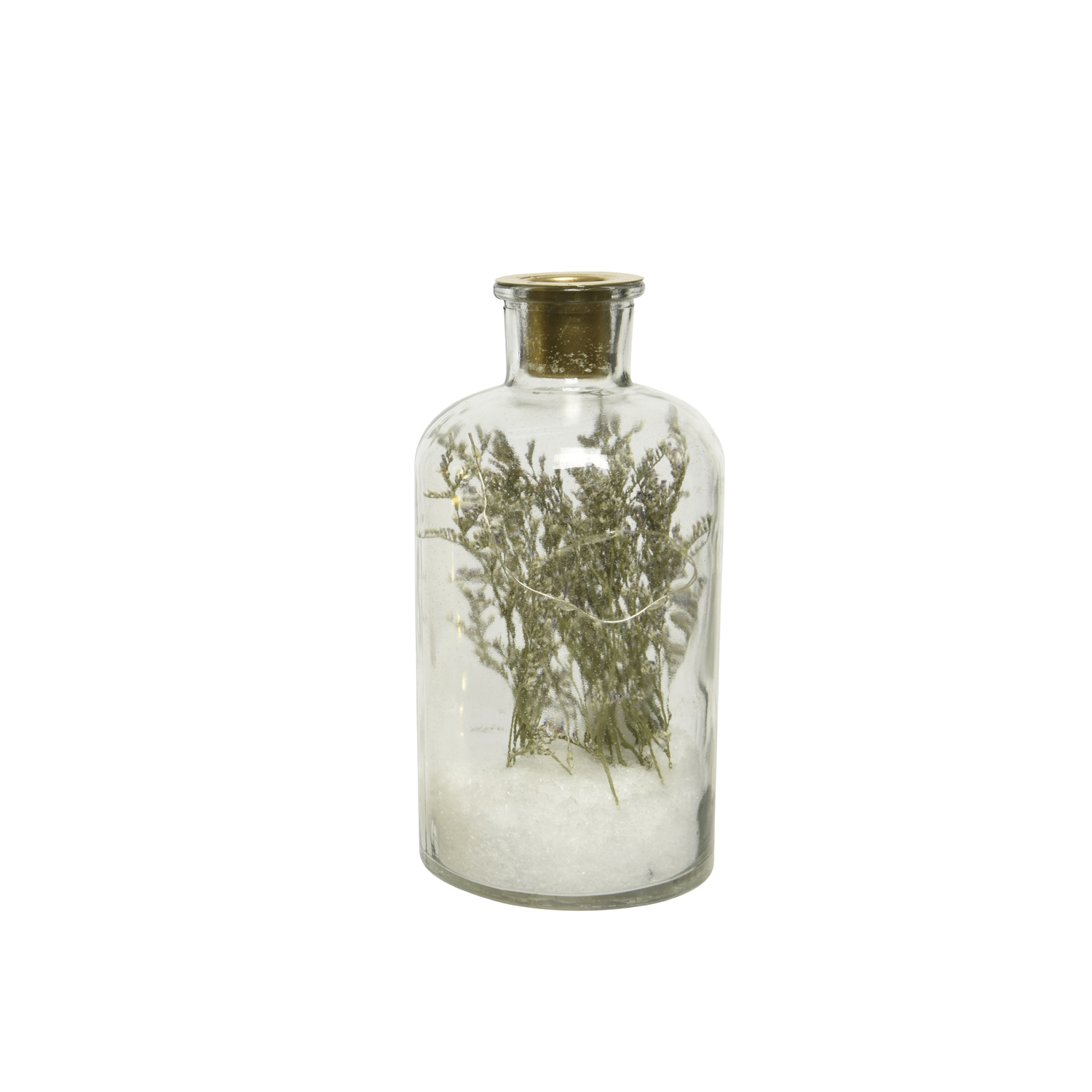 LED Dekoglas Trockenblumen im Schnee - Stabkerzenhalter - 10 warmweiße LED - H: 16cm - Timer LED Dekoglas Trockenblumen im Schnee - Stabkerzenhalter - 10 warmweiße LED - H: 16cm - Timer