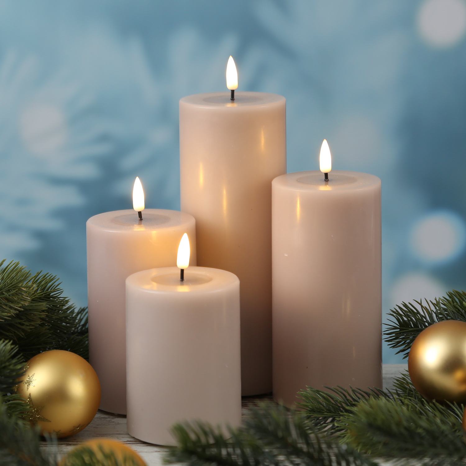 LED Stumpenkerze MIA - Echtwachs - realistische 3D Flamme - H: 15cm - D: 7,5cm - altrosa LED Stumpenkerze MIA - Echtwachs - realistische 3D Flamme - H: 15cm - D: 7,5cm - altrosa