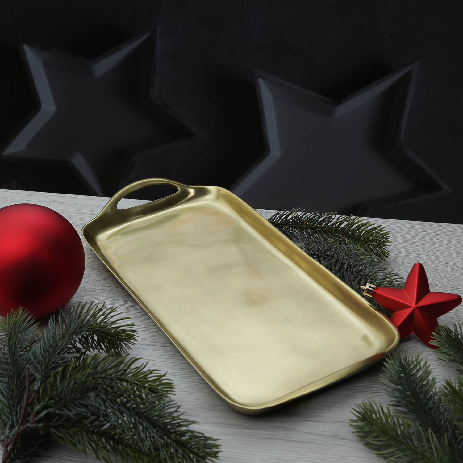 Dekotablett - Dekoteller - Serviertablett - Aluminium - rechteckig - mit  Griffen - L- 36cm - gold Dekotablett - Dekoteller - Serviertablett - Aluminium - rechteckig - mit  Griffen - L- 36cm - gold