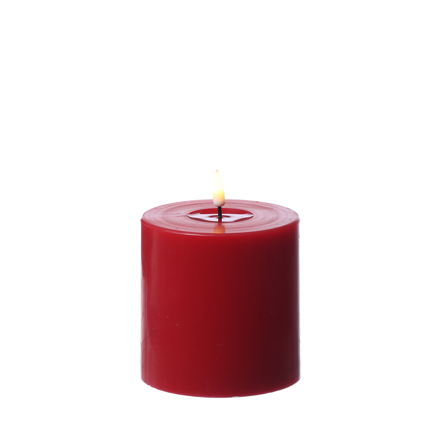 LED Stumpenkerze MIA - Echtwachs - realistische 3D Flamme - H: 10cm - D: 10cm - rot LED Stumpenkerze MIA - Echtwachs - realistische 3D Flamme - H: 10cm - D: 10cm - rot