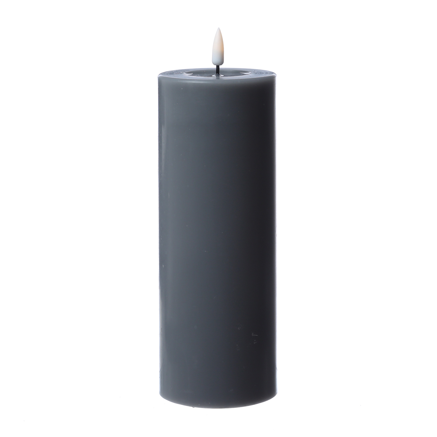 LED Stumpenkerze MIA - Echtwachs - realistische 3D Flamme - H: 20cm - Batteriebetrieb - grau LED Stumpenkerze MIA - Echtwachs - realistische 3D Flamme - H: 20cm - Batteriebetrieb - grau