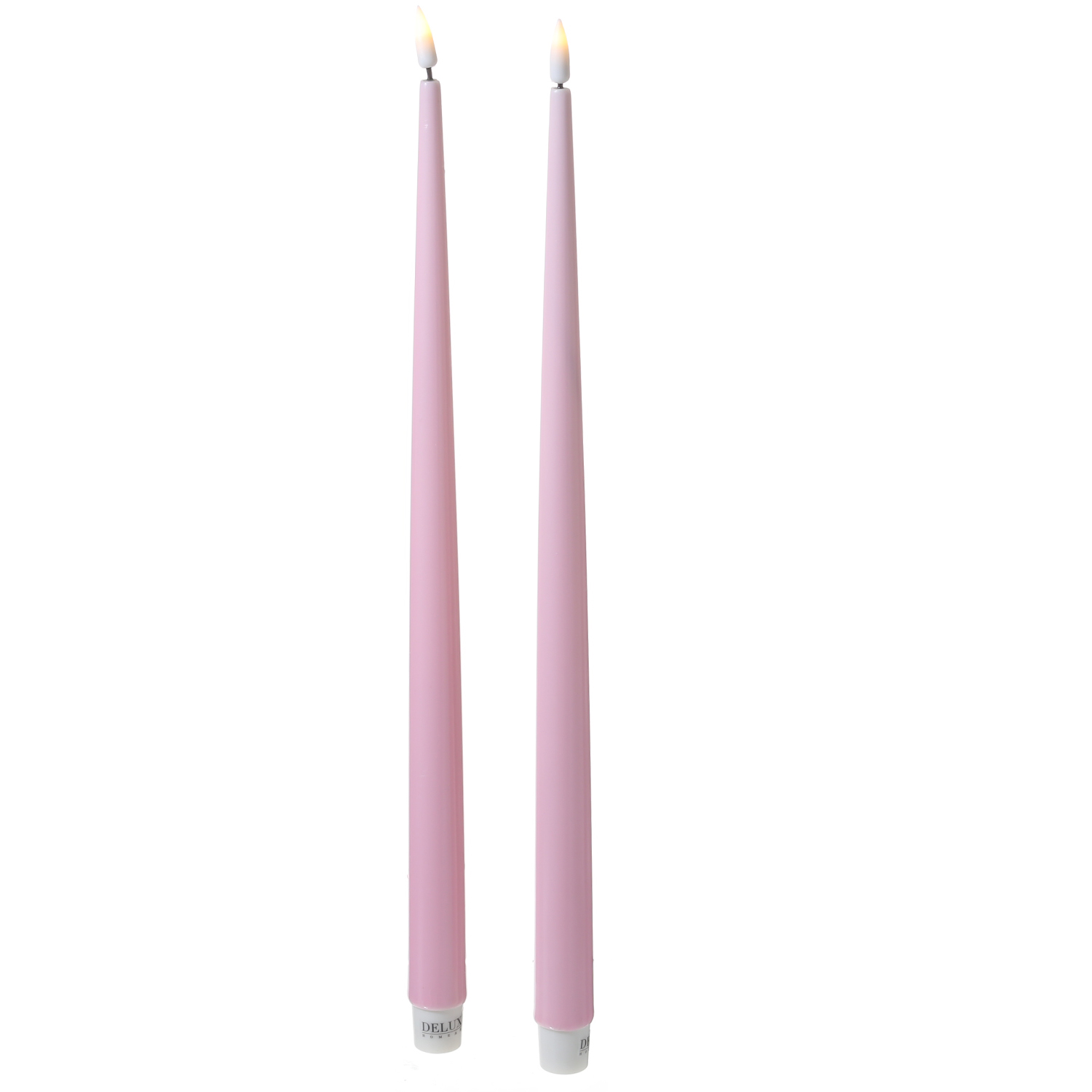 LED Stabkerzen ELLA - Echtwachs - realistische 3D Flamme - H: 38cm - rosa - 2 Stück