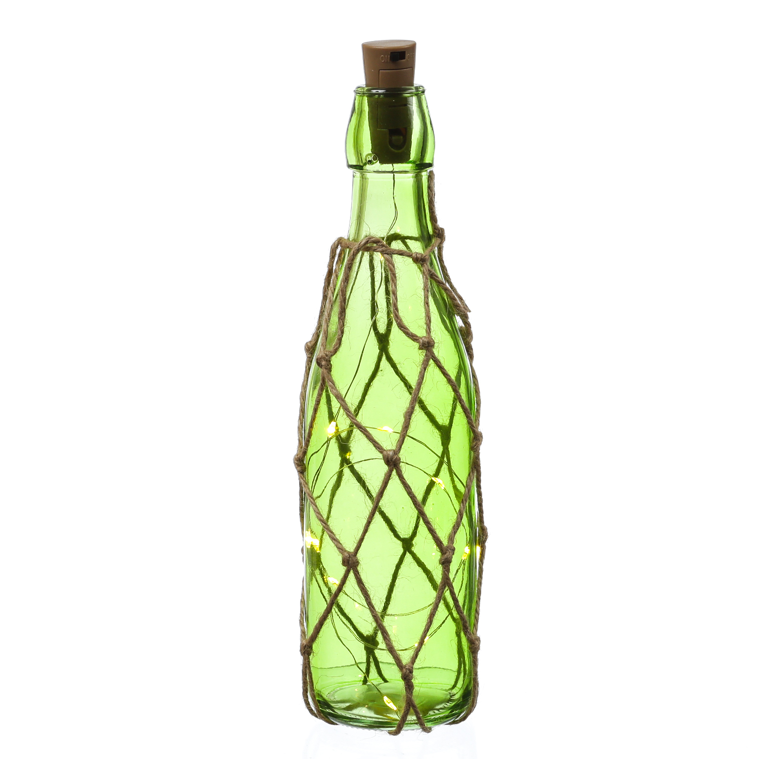 LED Dekoflasche mit Juteseil und LED Drahtlichterkette - Leuchtflasche - H: 28cm - grün LED Dekoflasche mit Juteseil und LED Drahtlichterkette - Leuchtflasche - H: 28cm - grün