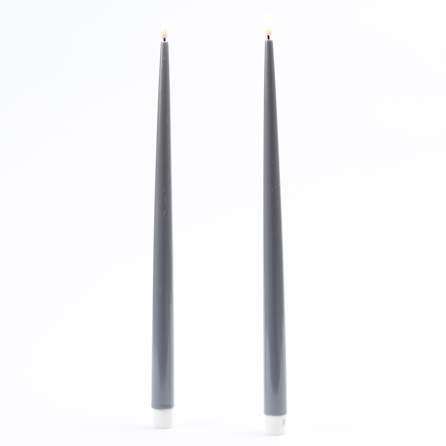 LED Stabkerzen ELLA - Echtwachs - realistische 3D Flamme - H: 38cm - grau - 2 Stück LED Stabkerzen ELLA - Echtwachs - realistische 3D Flamme - H: 38cm - grau - 2 Stück