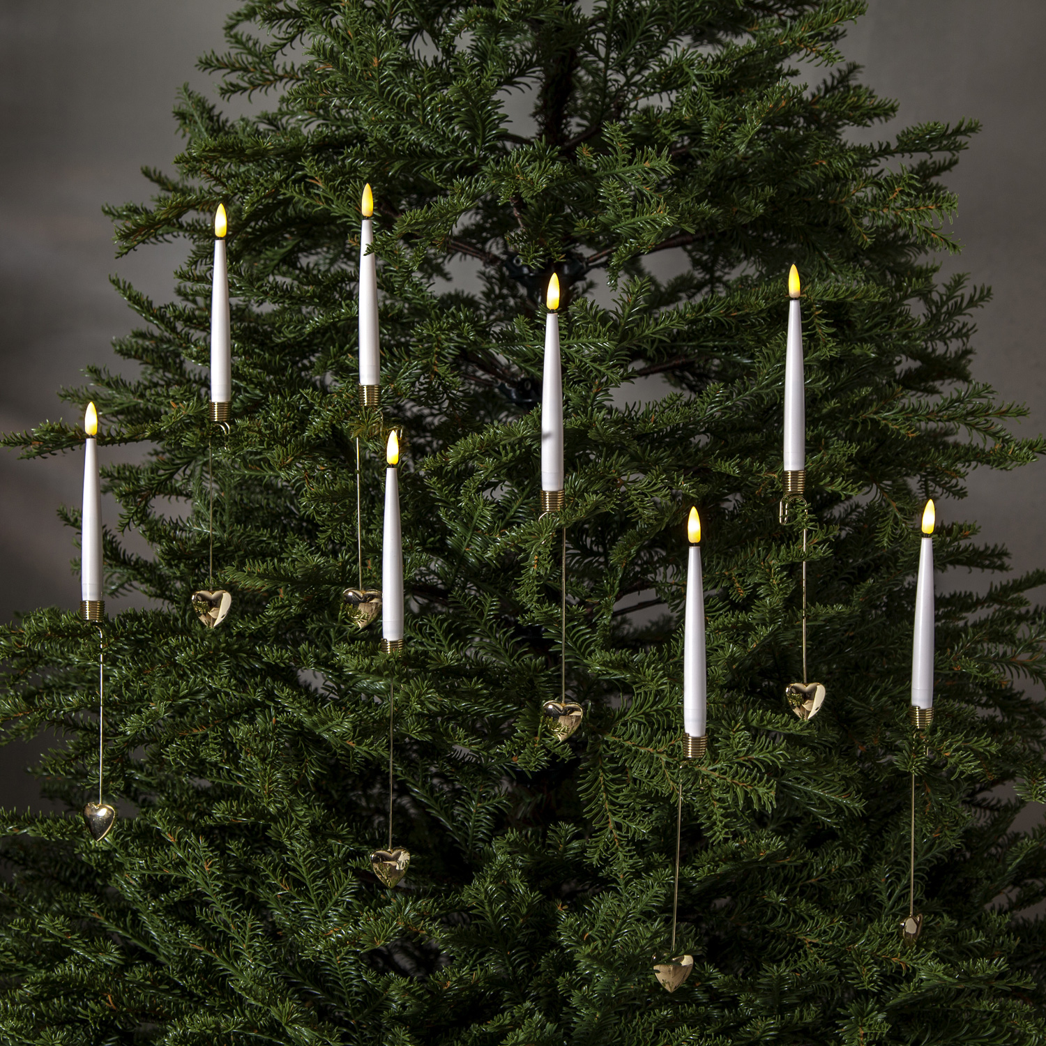 LED Baumkerzen mit Halterung - warmweiße LED - kabellos - Fernbedienung - Timer - 8St. - weiß, gold LED Baumkerzen mit Halterung - warmweiße LED - kabellos - Fernbedienung - Timer - 8St. - weiß, gold