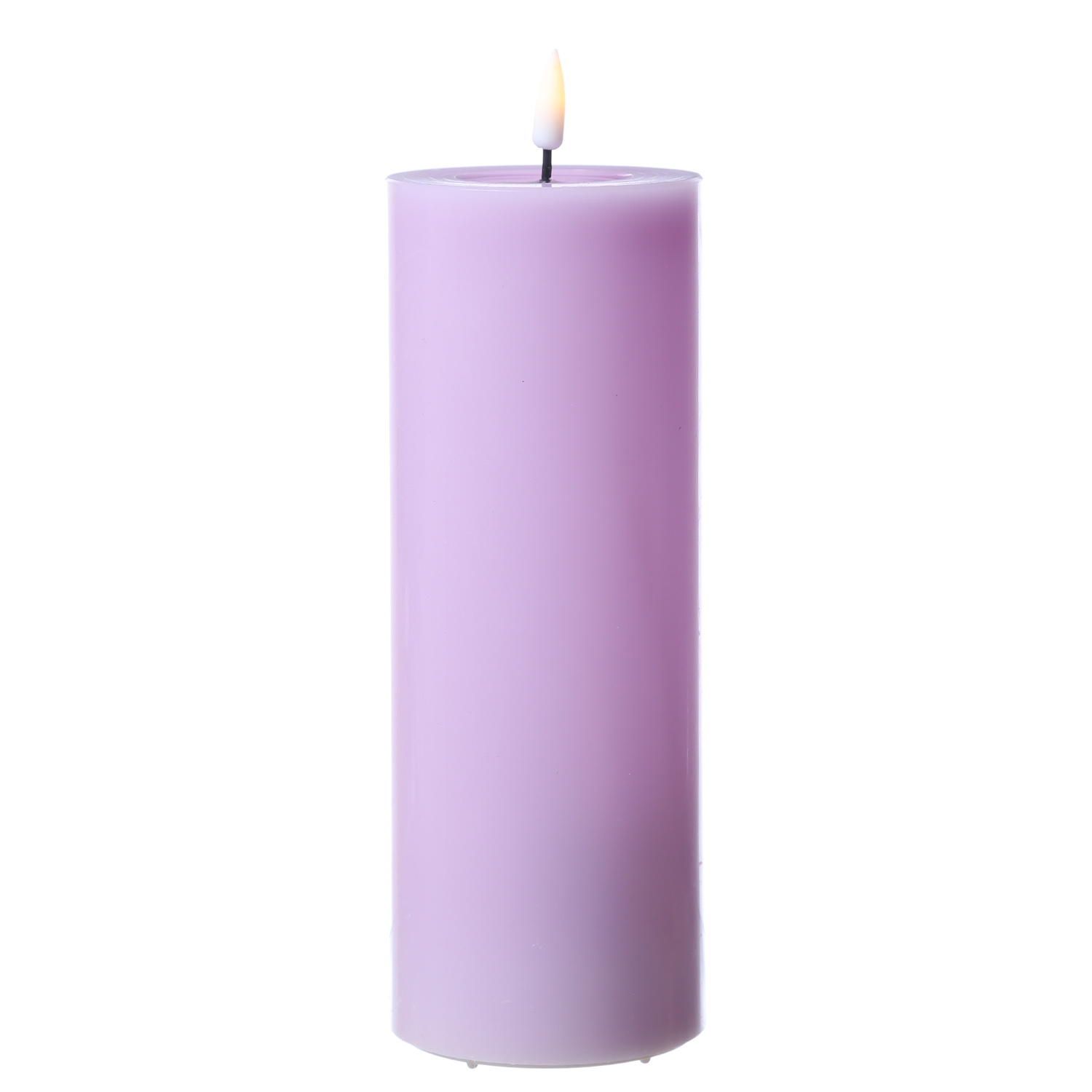 LED Stumpenkerze MIA - Echtwachs - realistische 3D Flamme - H: 20cm - D: 7,5cm - lavendel