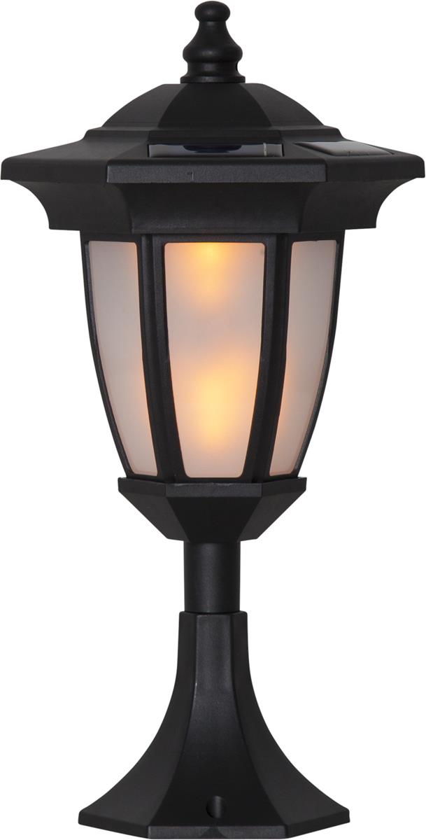 LED Solar Laterne "Flame" - 4in1 - Tisch/Boden/Wand - gelbe LED - Dämmerungssensor - schwarz