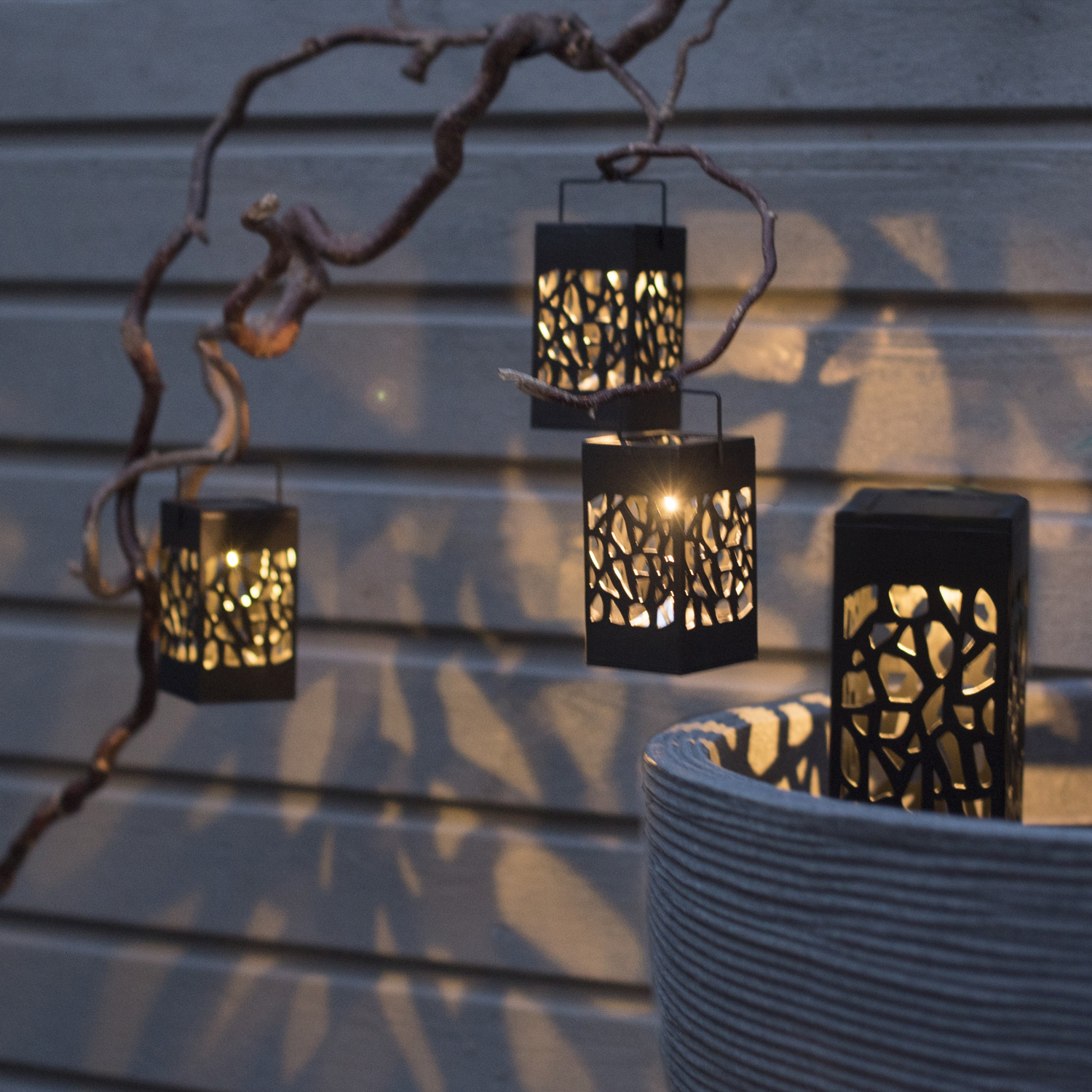 LED Solar Laternen Izola - zum Hängen o. Stellen - warmweiße LED - H: 11cm - Lichtsensor - 3er Set