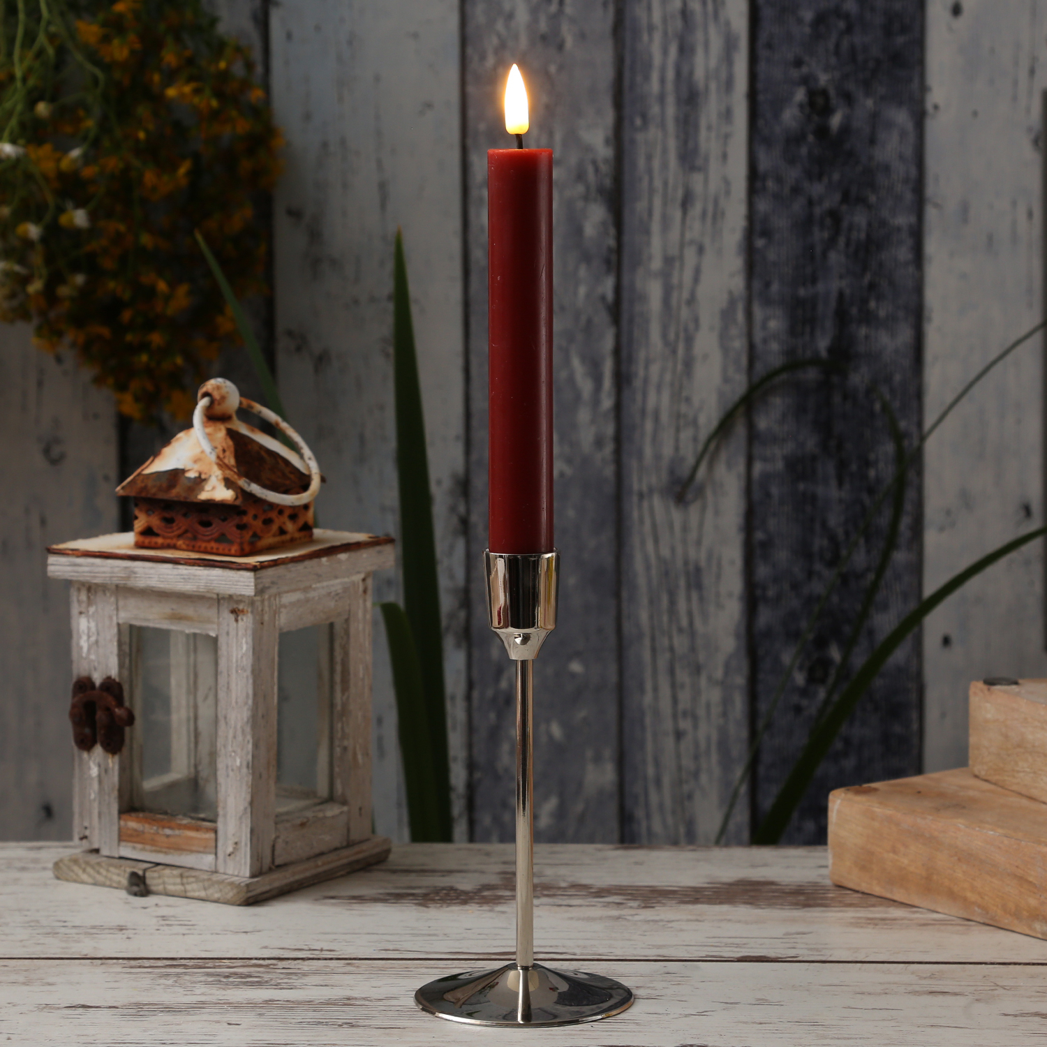 Stabkerzenhalter - Kerzenständer - Metall - H: 15,5cm - D: 7cm - silber Stabkerzenhalter - Kerzenständer - Metall - H: 15,5cm - D: 7cm - silber