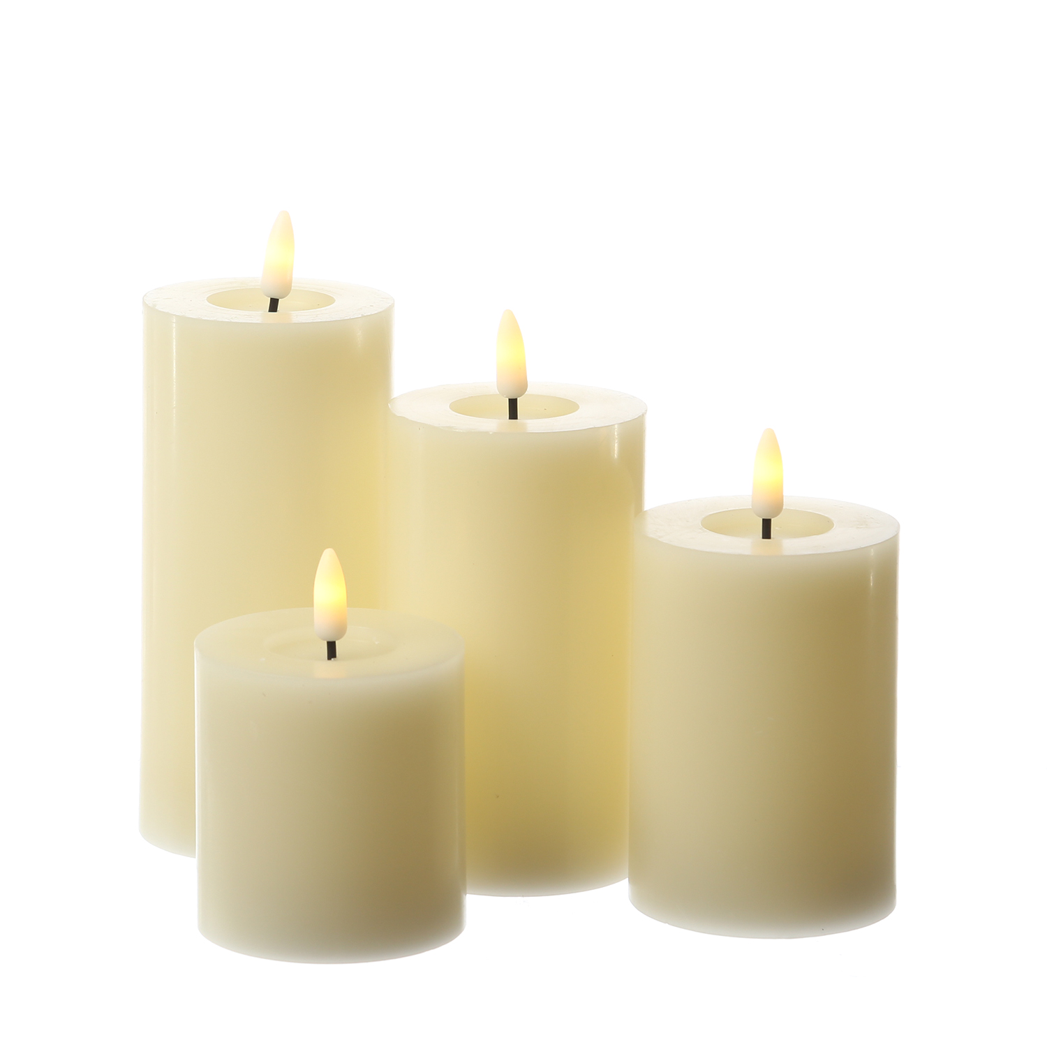 LED Kerzenset LINA - Rustik-Optik - Echtwachs - 4 Größen - D: 7cm - Timer - creme - 4er Set LED Kerzenset LINA - Rustik-Optik - Echtwachs - 4 Größen - D: 7cm - Timer - creme - 4er Set