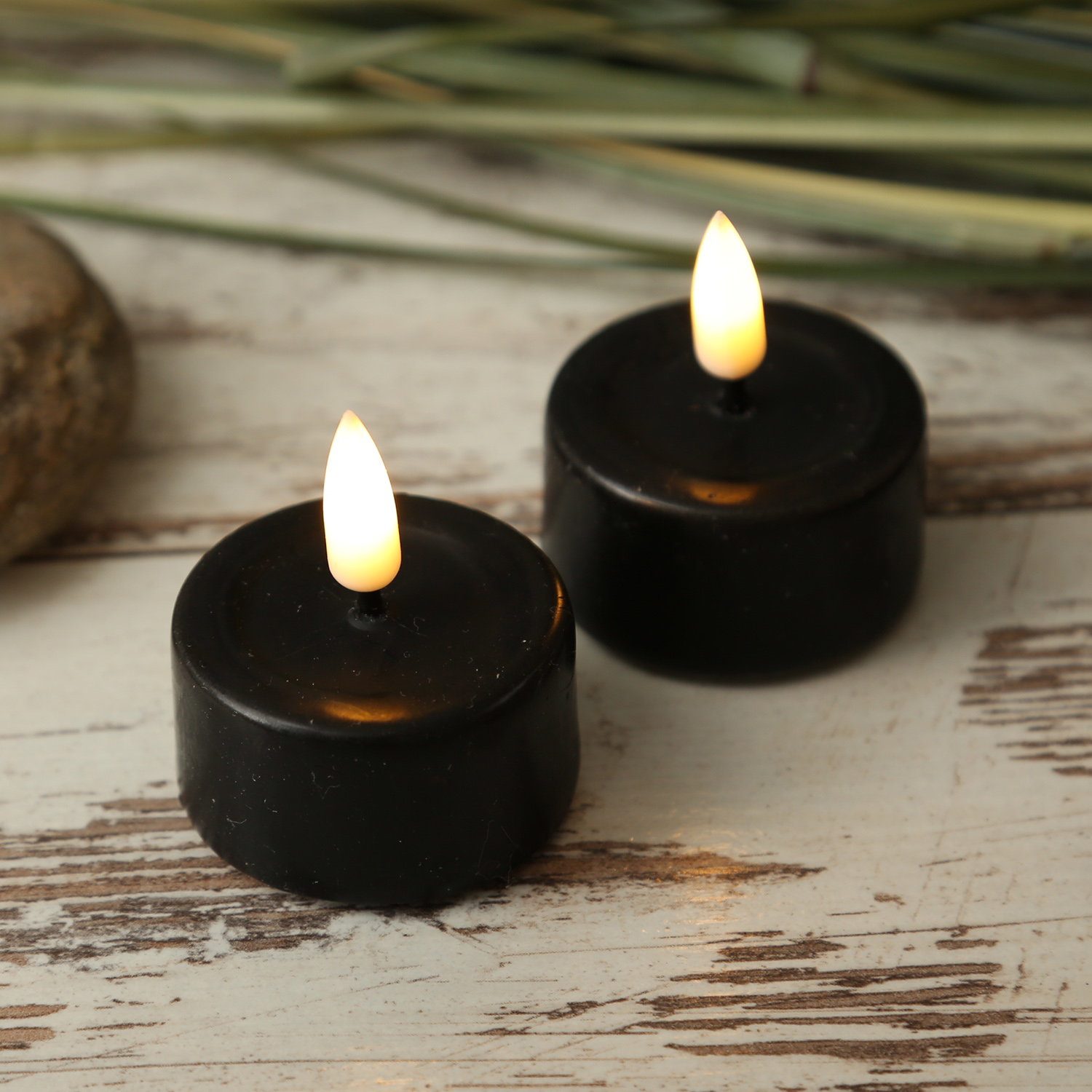 LED Teelichter MIA - realistische 3D Flamme - D: 4,1cm - inkl. Batterien - schwarz - 2 Stück LED Teelichter MIA - realistische 3D Flamme - D: 4,1cm - inkl. Batterien - schwarz - 2 Stück