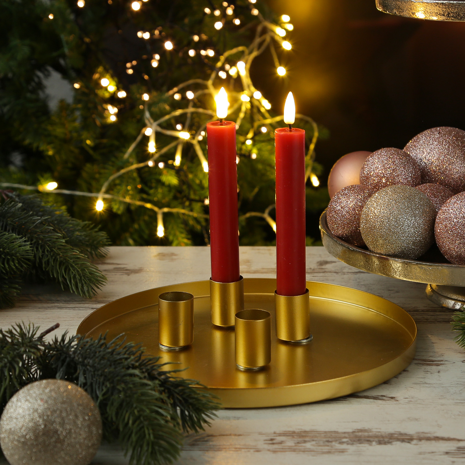 Stabkerzenhalter magnetisch - Kerzenständer für 4 Stabkerzen - Kerzentablett - D: 25cm - gold Stabkerzenhalter magnetisch - Kerzenständer für 4 Stabkerzen - Kerzentablett - D: 25cm - gold