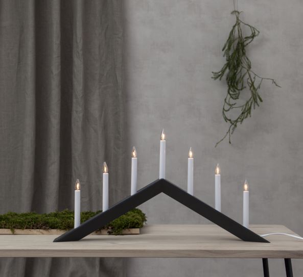 Fensterleuchter ARROW - 7 warmweiße Glühlampen - L: 69cm, H: 36cm - Holz - Schalter - Schwarz Fensterleuchter ARROW - 7 warmweiße Glühlampen - L: 69cm, H: 36cm - Holz - Schalter - Schwarz