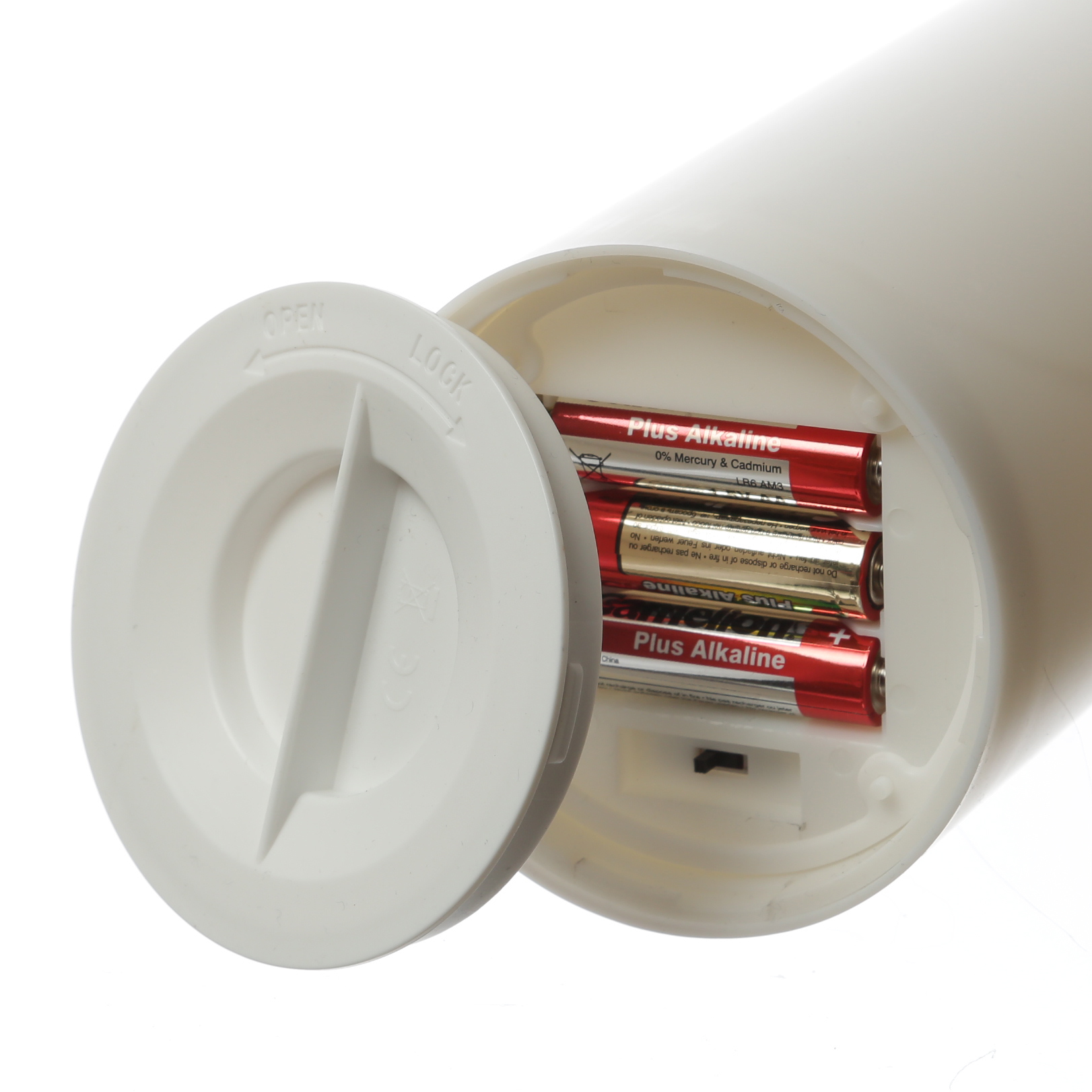 XXL LED Kerze - Outdoorkerze - H: 27,5cm/D: 10cm - Timer/Sensor - für Innen/Außen - weiß