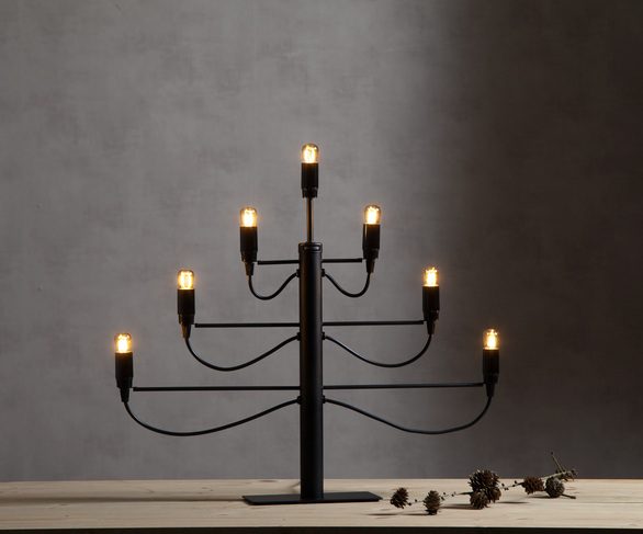 Kerzenleuchter/Tischleuchte "Milano" - 7-armig - E14 Fassung - H: 52,5cm, L: 60cm - schwarz Kerzenleuchter/Tischleuchte "Milano" - 7-armig - E14 Fassung - H: 52,5cm, L: 60cm - schwarz