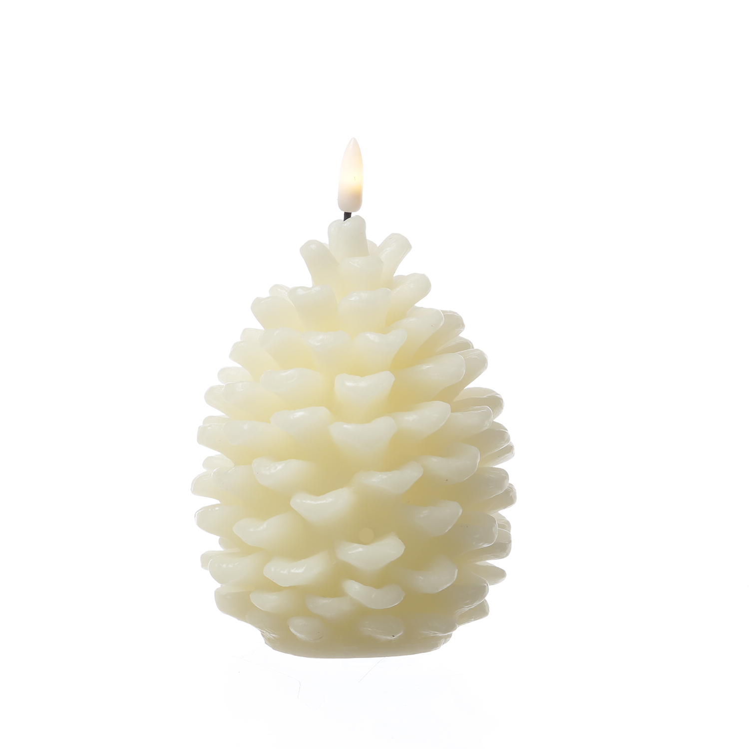 LED Kerze Tannenzapfen - Echtwachs - Timer - H: 15,5cm - D: 10,5cm - Batteriebetrieb - creme LED Kerze Tannenzapfen - Echtwachs - Timer - H: 15,5cm - D: 10,5cm - Batteriebetrieb - creme