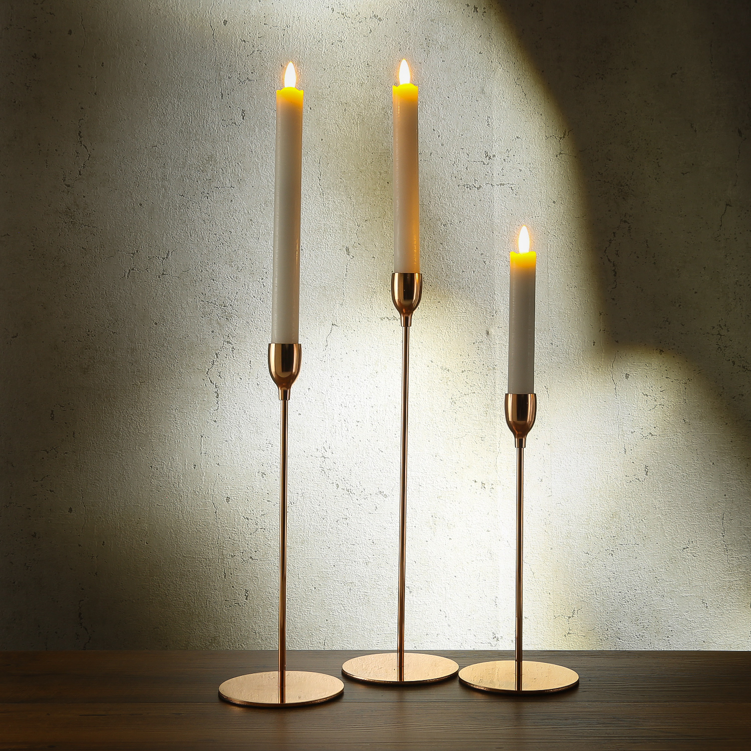 Stabkerzenhalter - Metall - unterschiedliche Größen - roségold - 3er Set Stabkerzenhalter - Metall - unterschiedliche Größen - roségold - 3er Set