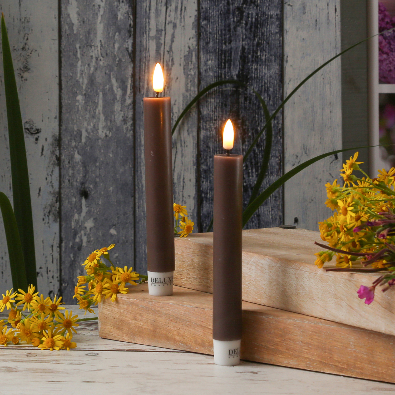 LED Stabkerzen MIA - Echtwachs - realistische 3D Flamme - H:15cm - Batteriebetrieb - karamell - 2 St LED Stabkerzen MIA - Echtwachs - realistische 3D Flamme - H:15cm - Batteriebetrieb - karamell - 2 St