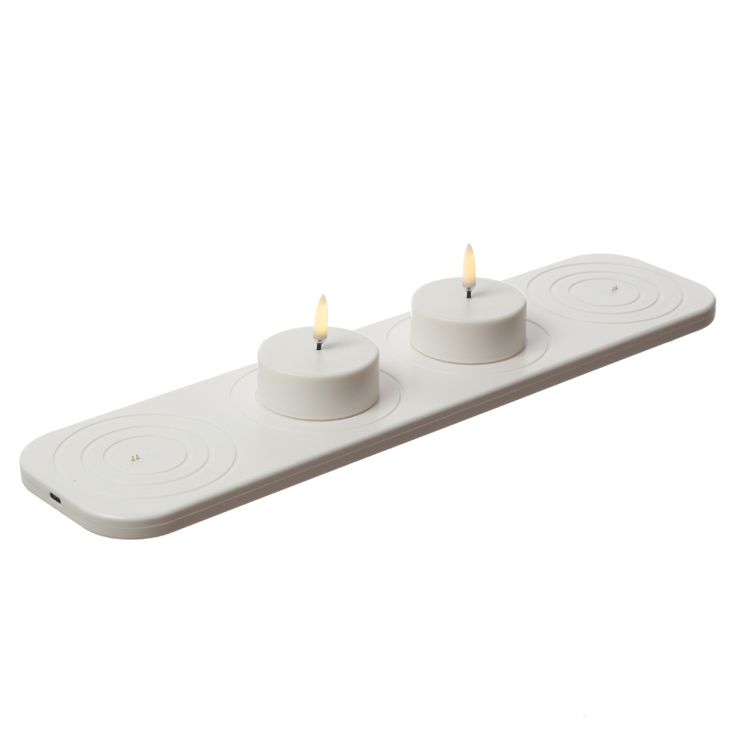 LED Maxi Teelichter - 2 wiederaufladbare LED Teelichter mit Ladestation - Timer - für Außen