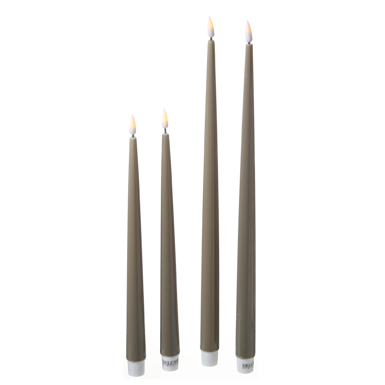 LED Stabkerzen ELLA - Echtwachs - realistische 3D Flamme - H: 28cm - sand/taupe - 2 Stück