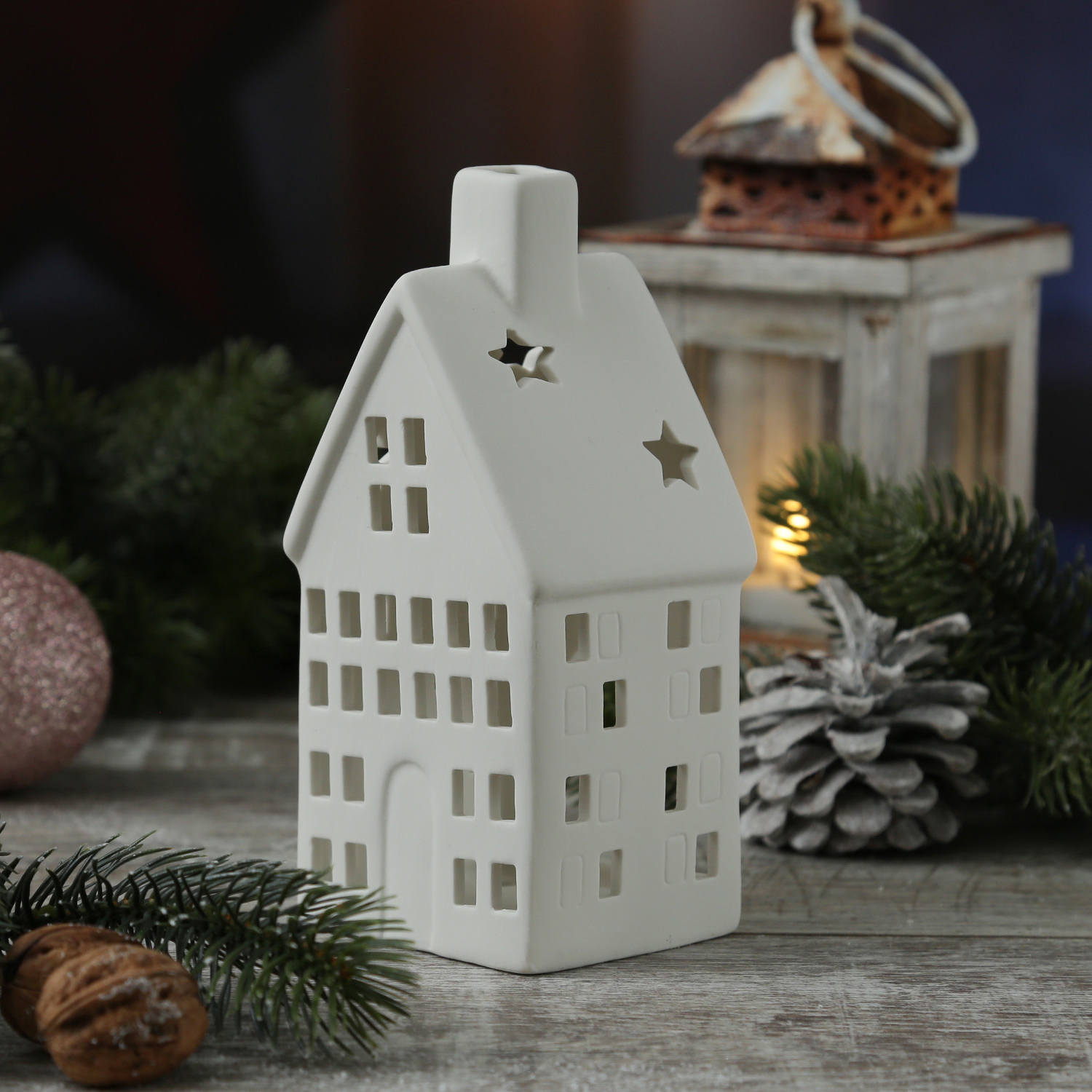 Teelichthalter Haus - Teelichthaus - Porzellan - H: 16,5cm - weiß Teelichthalter Haus - Teelichthaus - Porzellan - H: 16,5cm - weiß