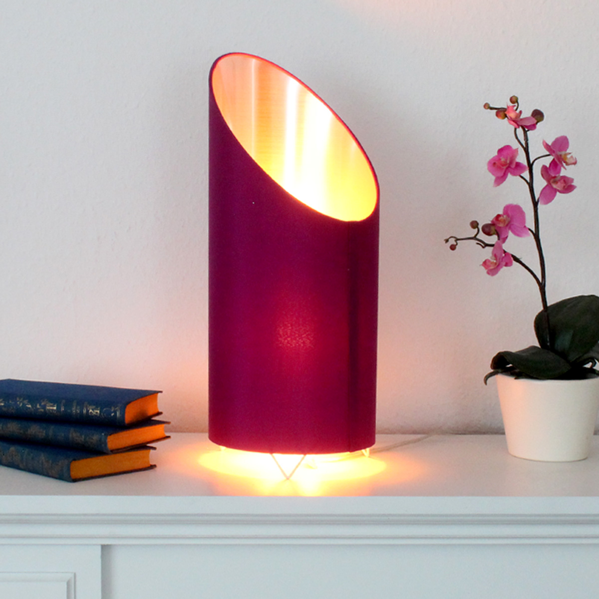 LED Flammenleuchte - Dekoleuchte - VINE beere/silber - realistische Fackelfunktion - H: 43cm D:18cm LED Flammenleuchte - Dekoleuchte - VINE beere/silber - realistische Fackelfunktion - H: 43cm D:18cm