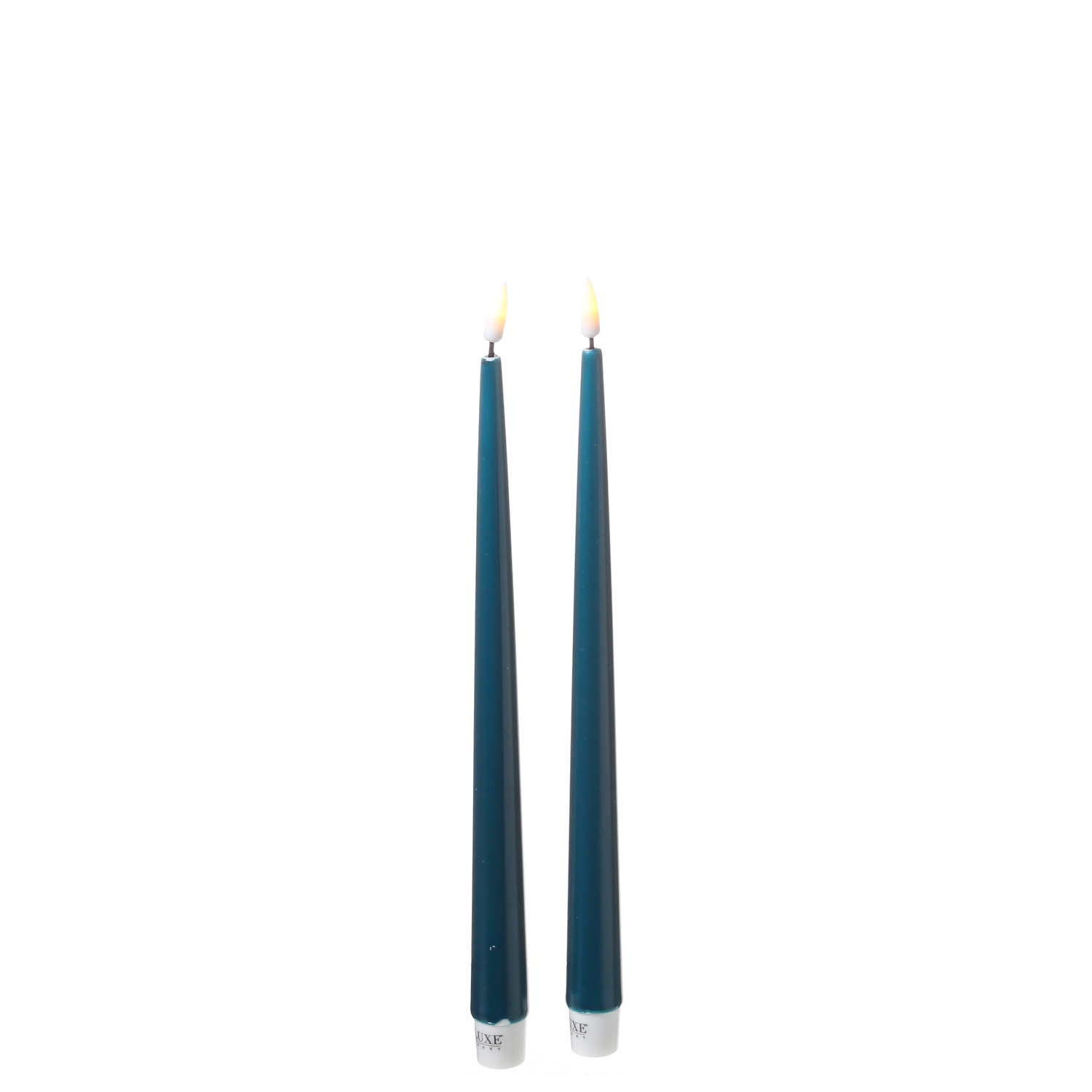 LED Stabkerzen ELLA - Echtwachs - realistische 3D Flamme - H: 28cm - petrol - 2 Stück
