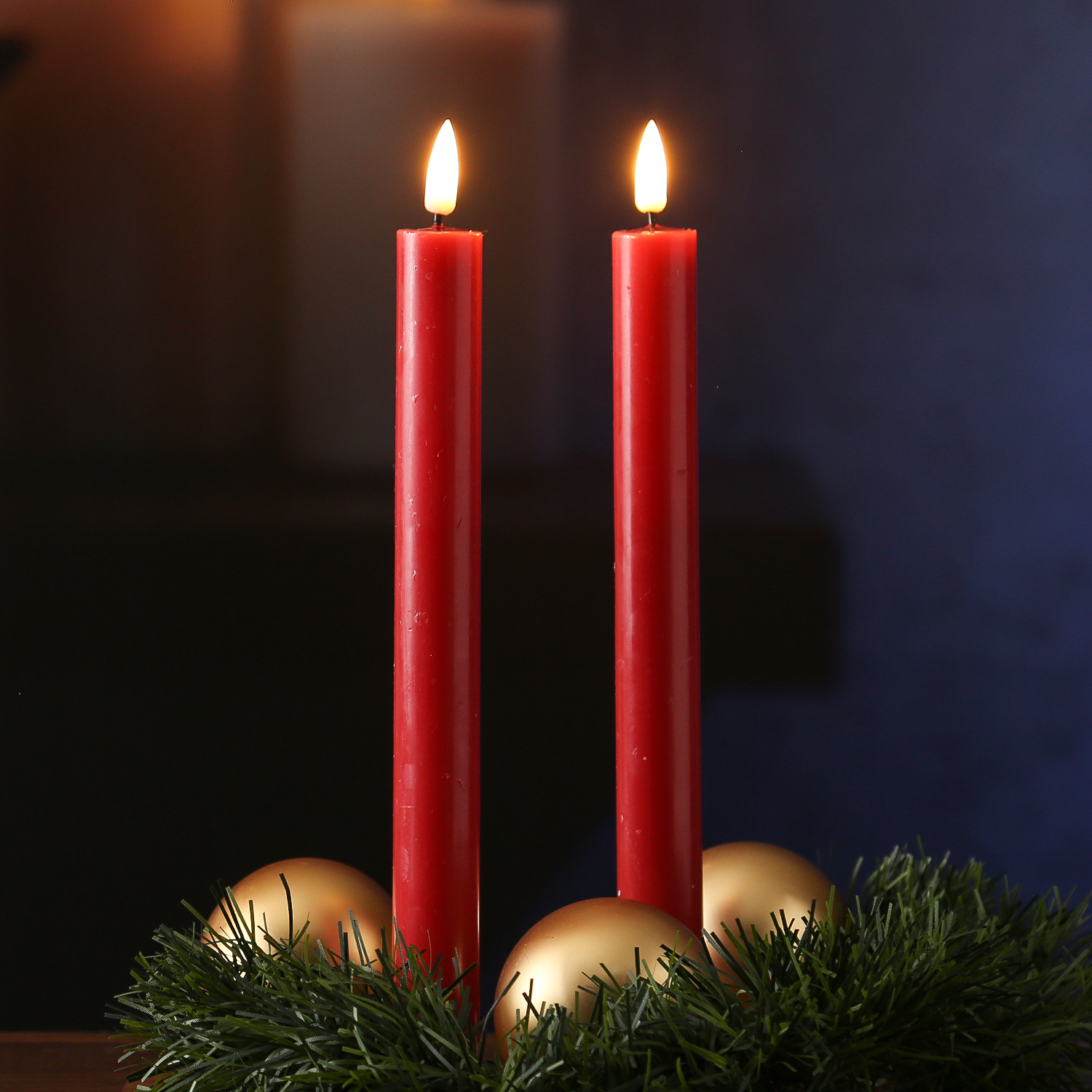 LED Stabkerzen MIA - Echtwachs - realistische 3D Flamme - H: 24cm - Batteriebetrieb - rot - 2 Stk LED Stabkerzen MIA - Echtwachs - realistische 3D Flamme - H: 24cm - Batteriebetrieb - rot - 2 Stk
