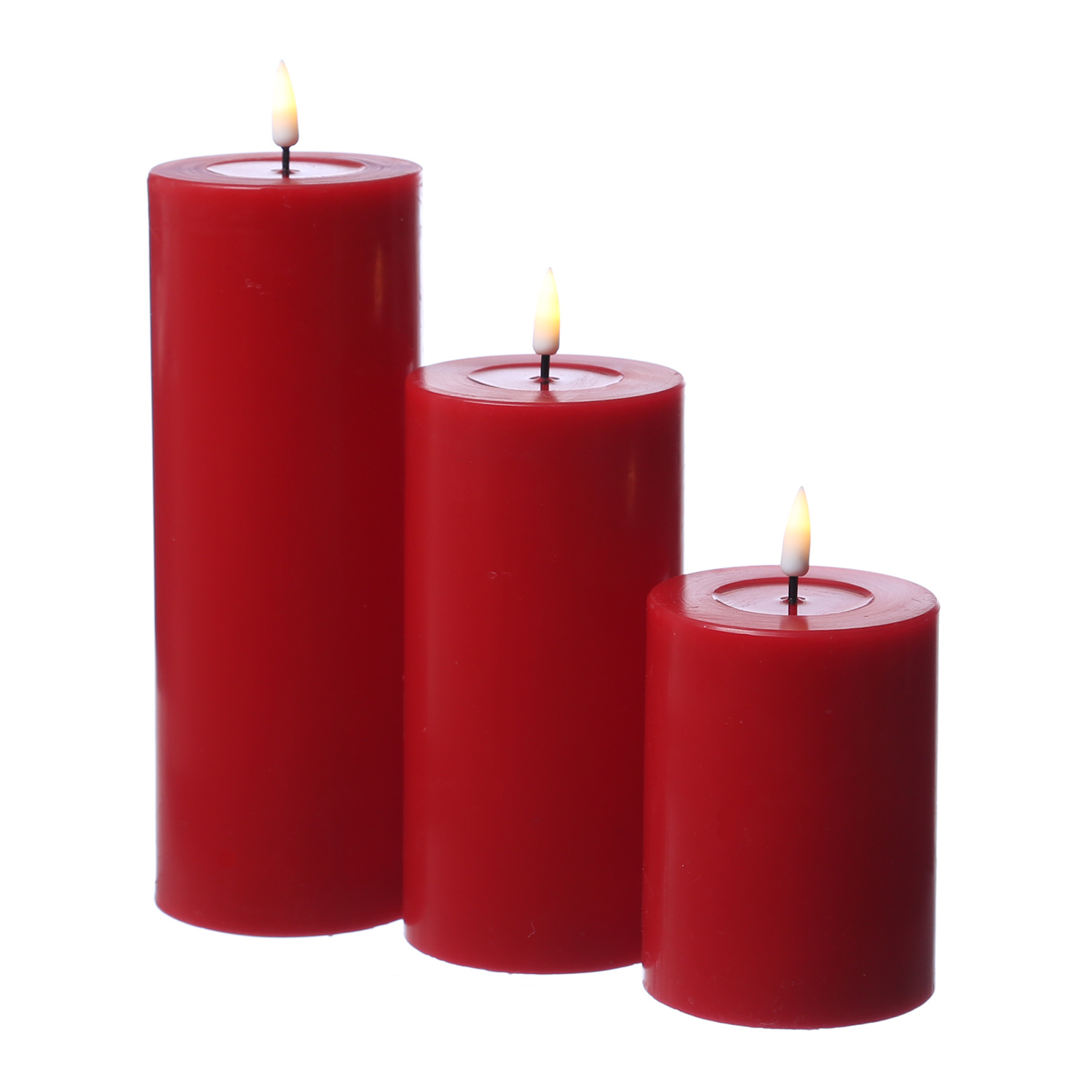 LED Stumpenkerze MIA - Echtwachs - realistische 3D Flamme - H: 15cm - D: 7,5cm - rot LED Stumpenkerze MIA - Echtwachs - realistische 3D Flamme - H: 15cm - D: 7,5cm - rot