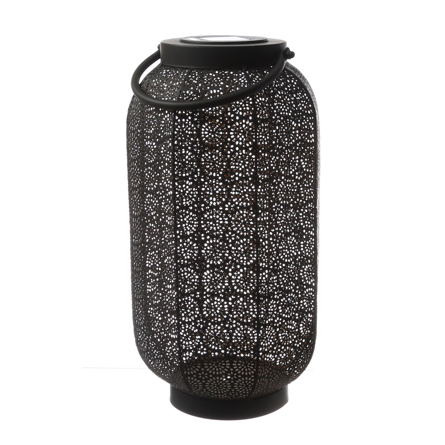 LED Solar Laterne - hängend u. stehend - Metall - warmweiße LED - H: 36cm - schwarz, gold