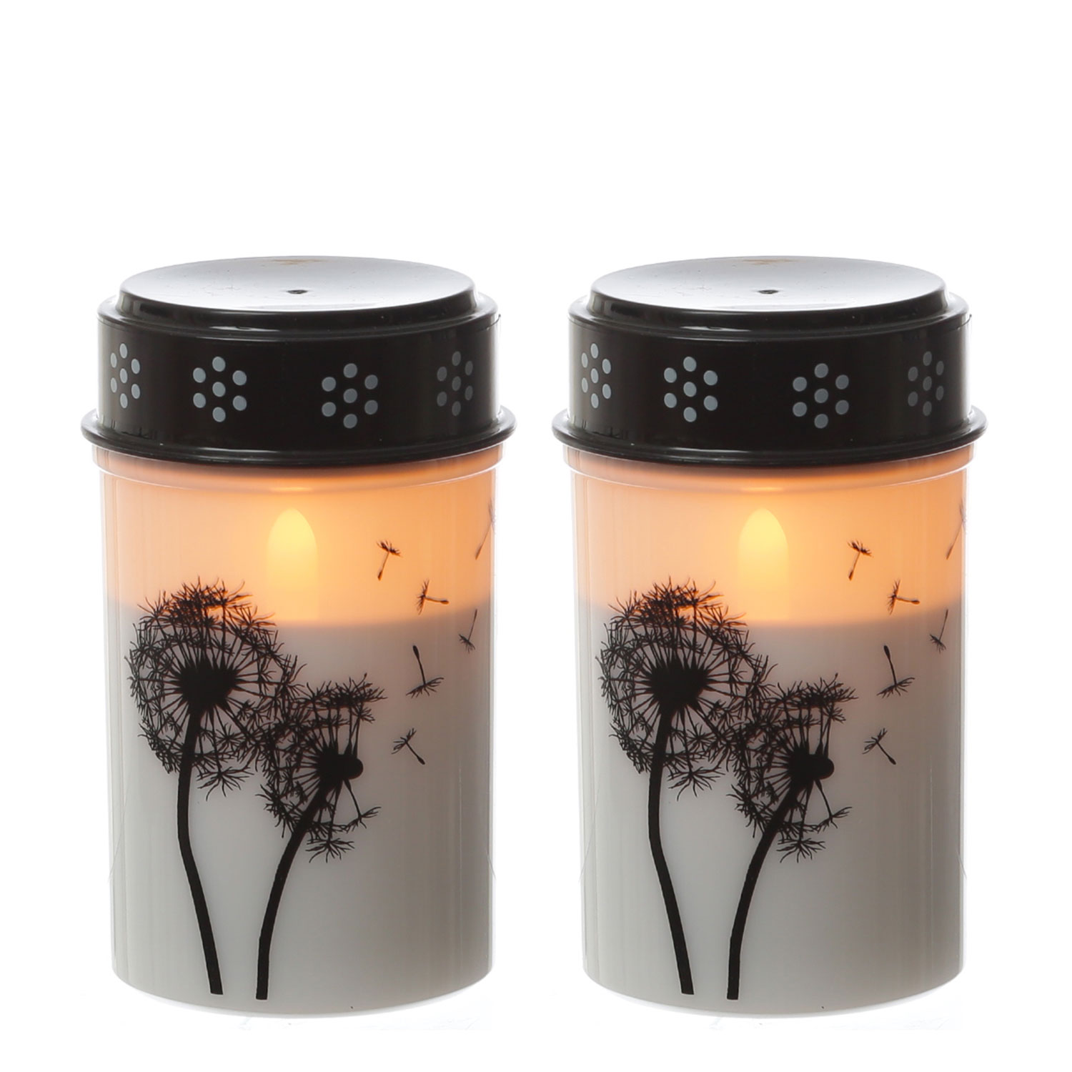 LED Grablichter/Grabkerzen Pusteblume - bis 2500 Stunden - H: 12cm, D: 7cm - Timer - 2er Set LED Grablichter/Grabkerzen Pusteblume - bis 2500 Stunden - H: 12cm, D: 7cm - Timer - 2er Set