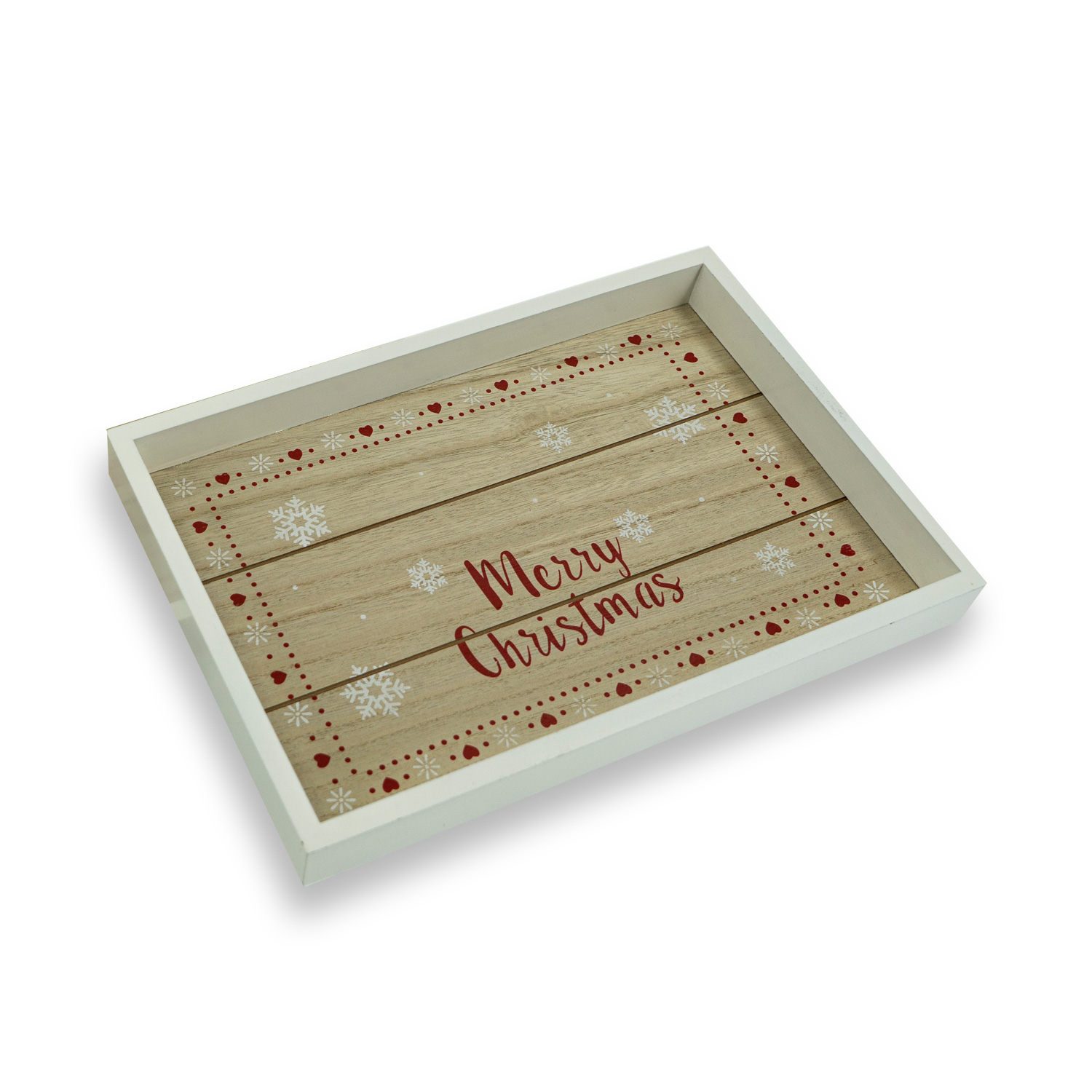 Tablett MERRY CHRISTMAS - Holz - L: 30cm - B: 20cm - weiß, rot, natur Tablett MERRY CHRISTMAS - Holz - L: 30cm - B: 20cm - weiß, rot, natur