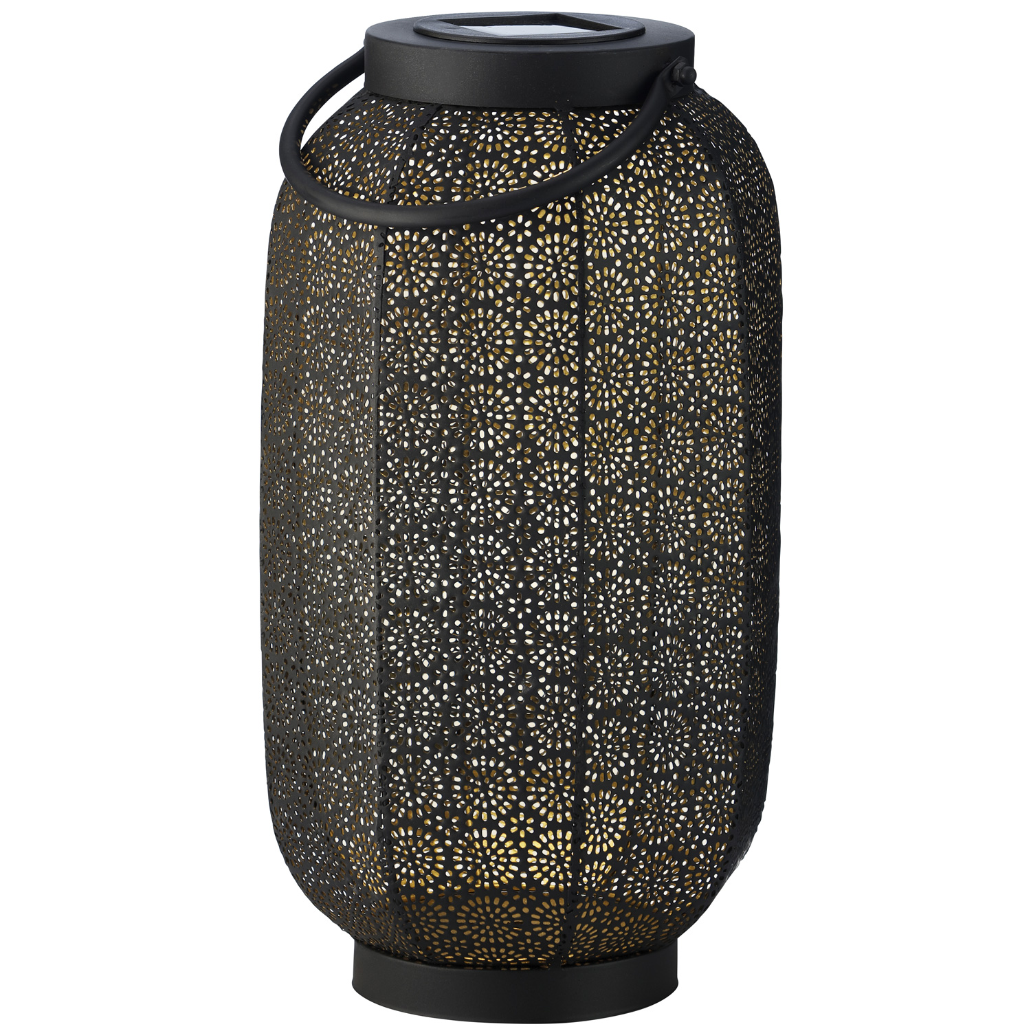 LED Solar Laterne - hängend u. stehend - Metall - warmweiße LED - H: 36cm - schwarz, gold