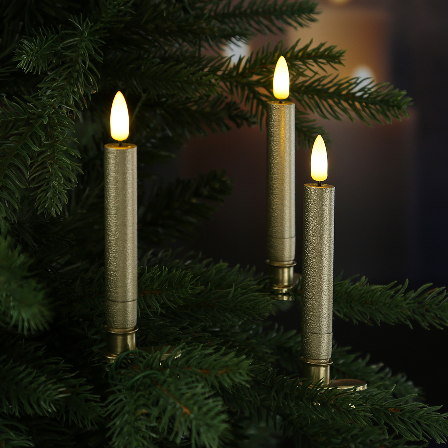 LED Baumkerzen mit Clip -  warmweiße LED - kabellos - Fernbedienung - Timer - für Innen - 10er Set LED Baumkerzen mit Clip -  warmweiße LED - kabellos - Fernbedienung - Timer - für Innen - 10er Set