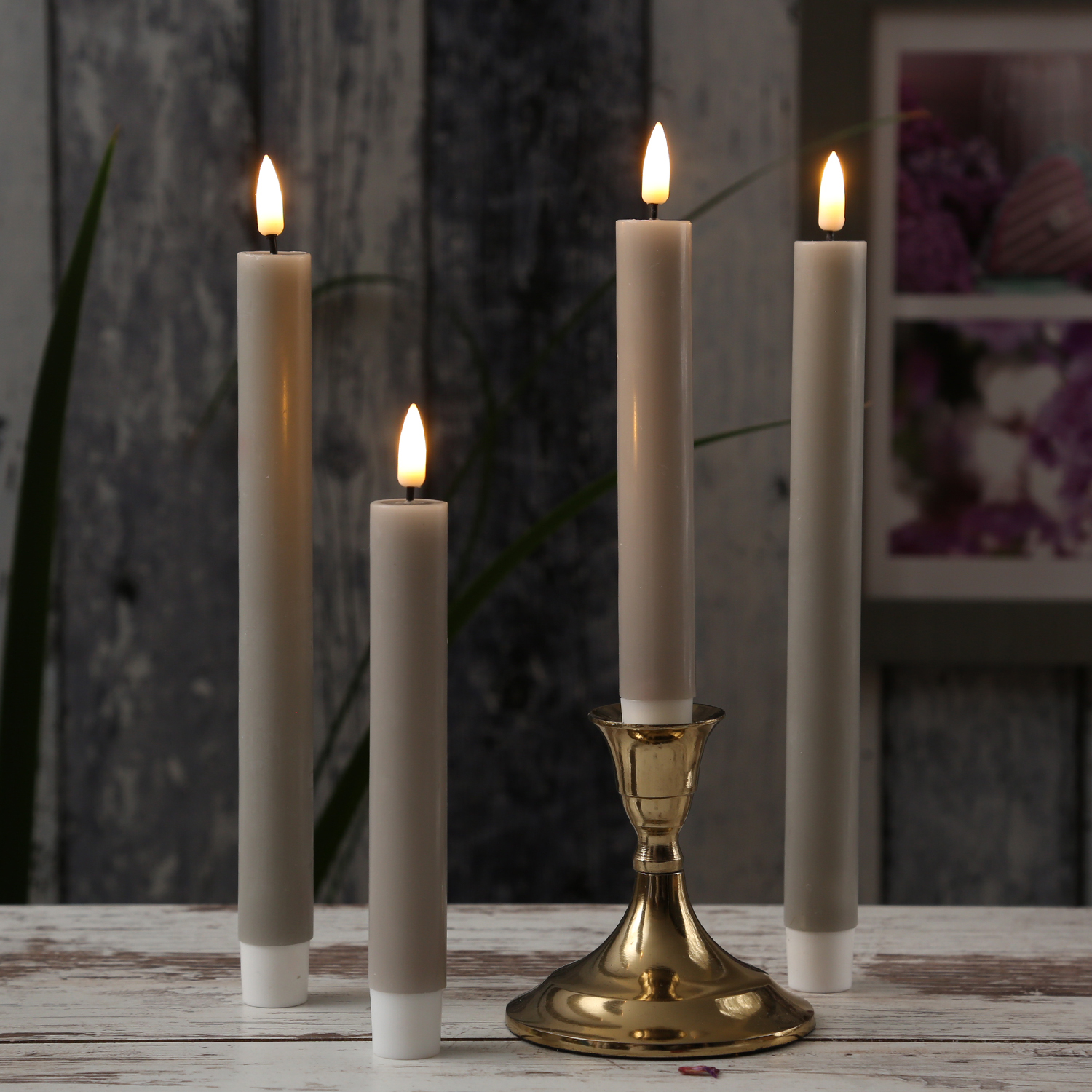 LED Stabkerzen MIA - Echtwachs - realistische 3D Flamme - H: 15cm - sand/taupe - 2 Stk LED Stabkerzen MIA - Echtwachs - realistische 3D Flamme - H: 15cm - sand/taupe - 2 Stk