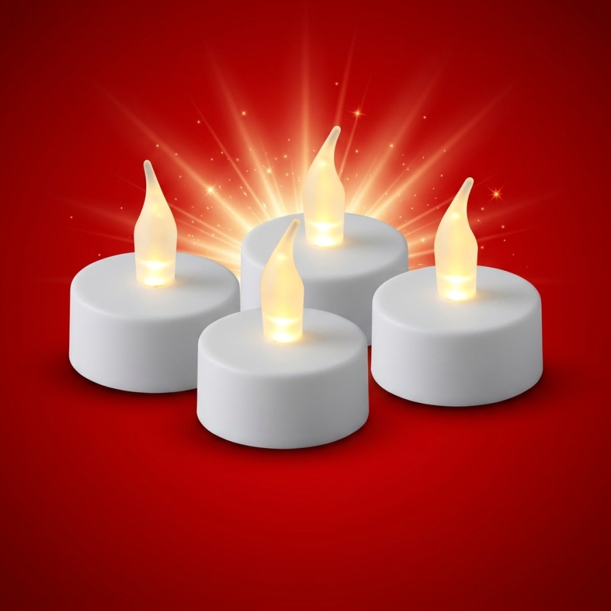 LED Teelichter - warmweiß flackernde Flamme - Kunststoff - D: 3,7cm - inkl. Batterien - weiß - 4Stk.