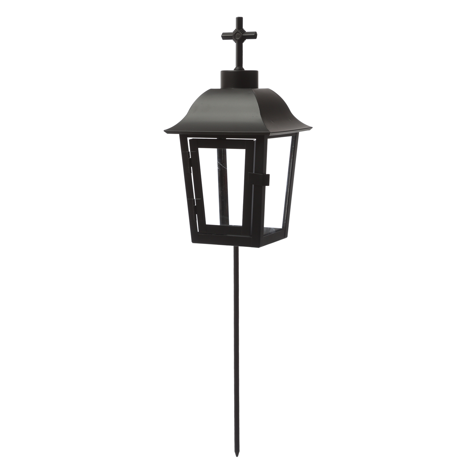 Grablaterne/Grablicht - Grablampe mit 2 wechselbaren Spitzen - mit Erdspieß - H: 51cm - schwarz