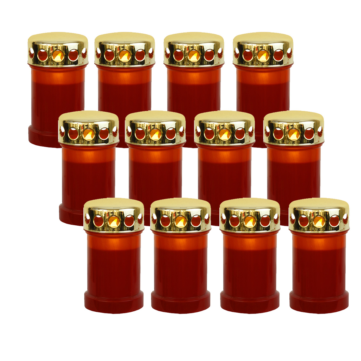 LED Novenkerze Serene - Grabkerze - flackernde gelbe LED - H: 14cm - rot/gold - 12er Set LED Novenkerze Serene - Grabkerze - flackernde gelbe LED - H: 14cm - rot/gold - 12er Set